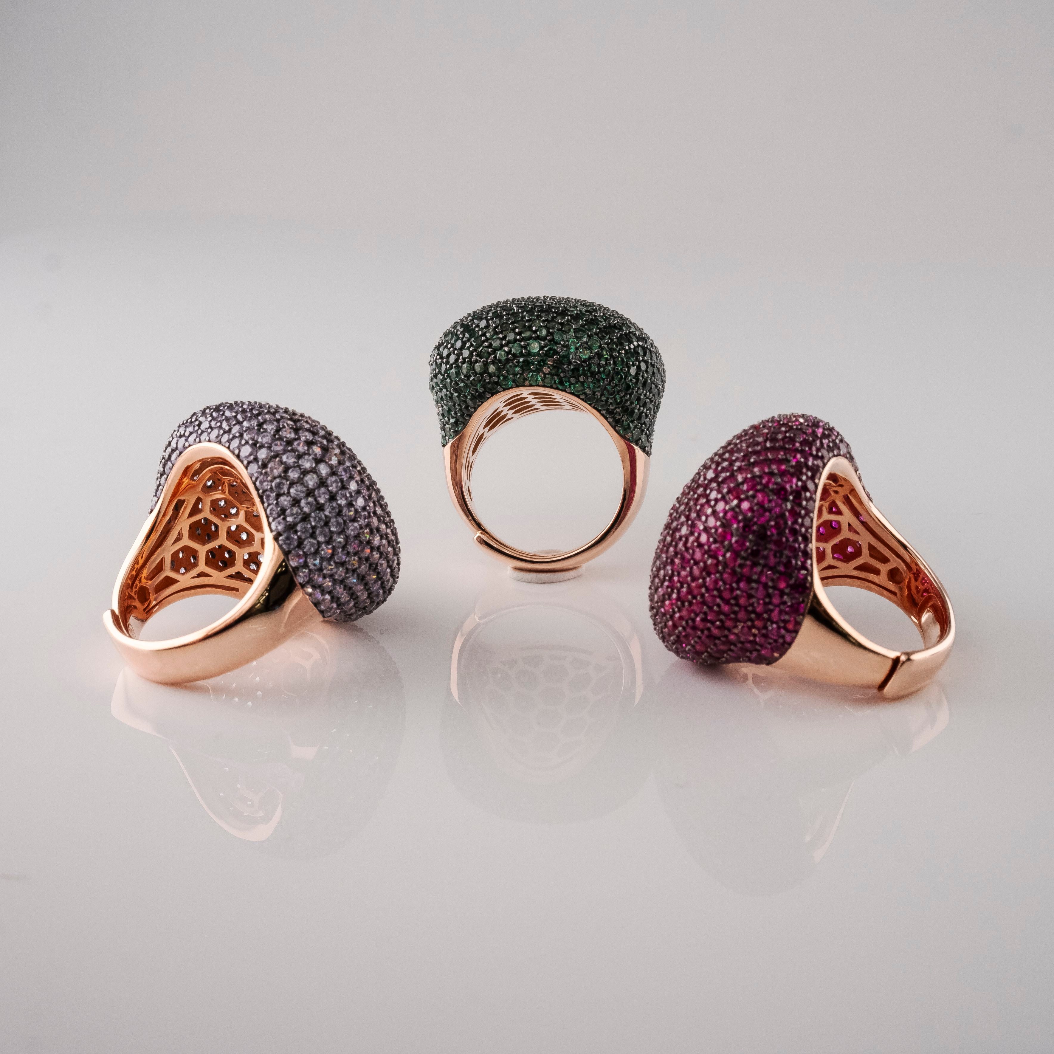 Anello Gran Pavè Rosa