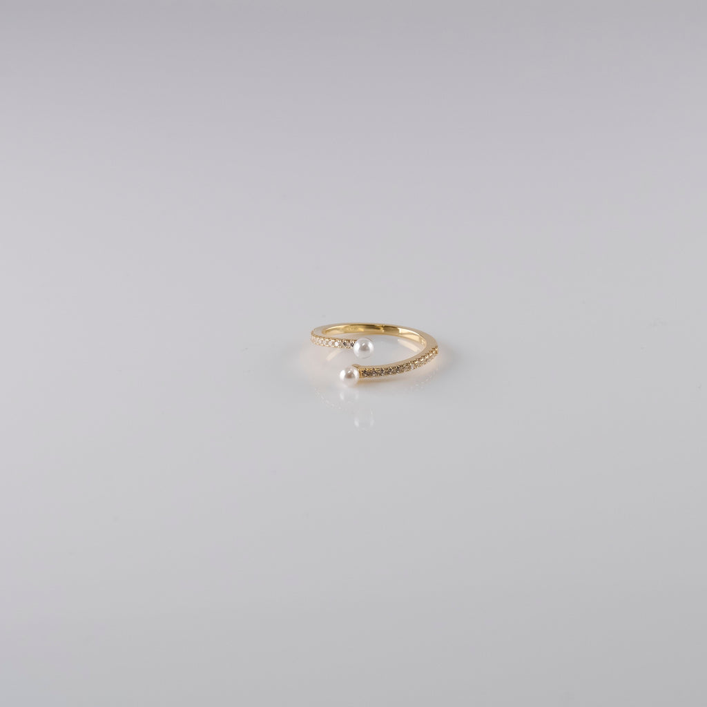 Anello Doppia Perlina