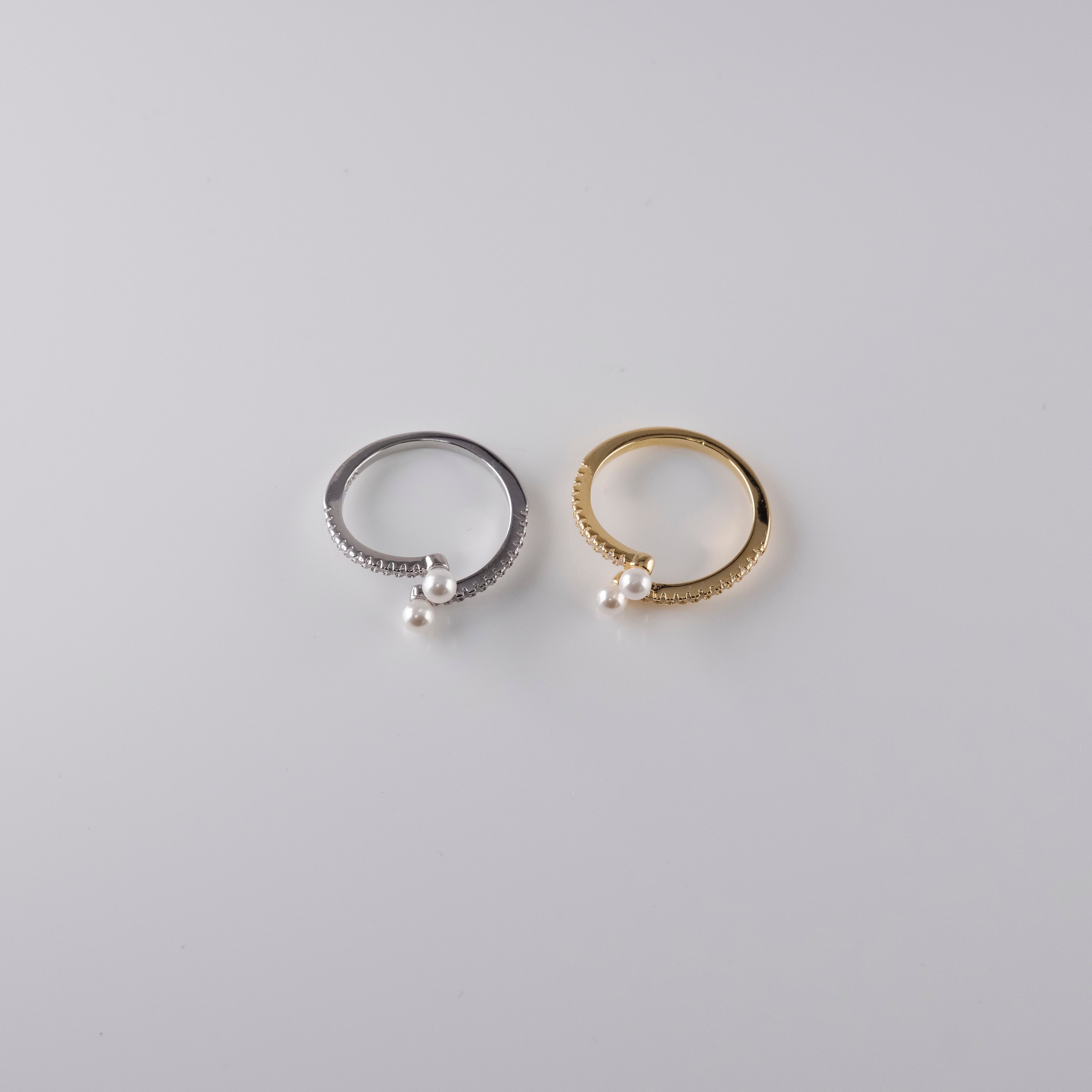 Anello Doppia Perlina