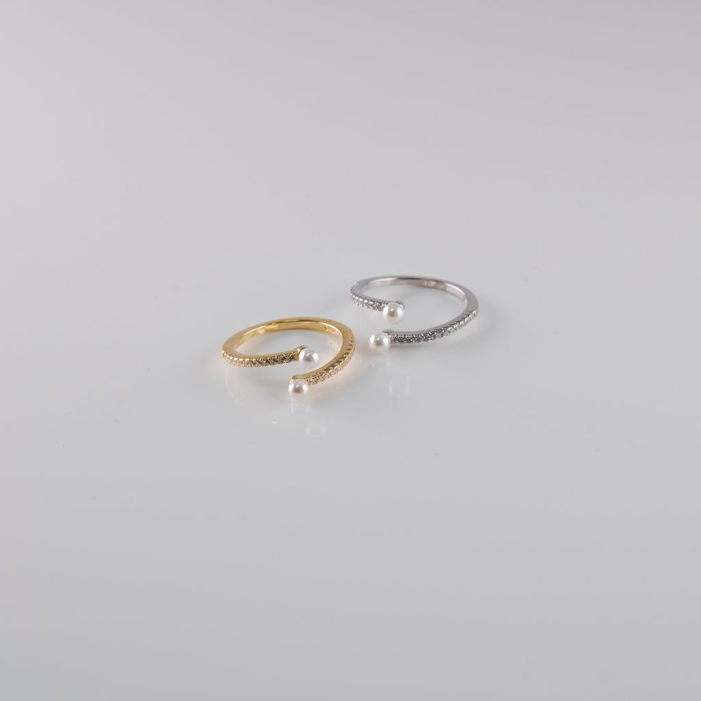 Anello Doppia Perlina