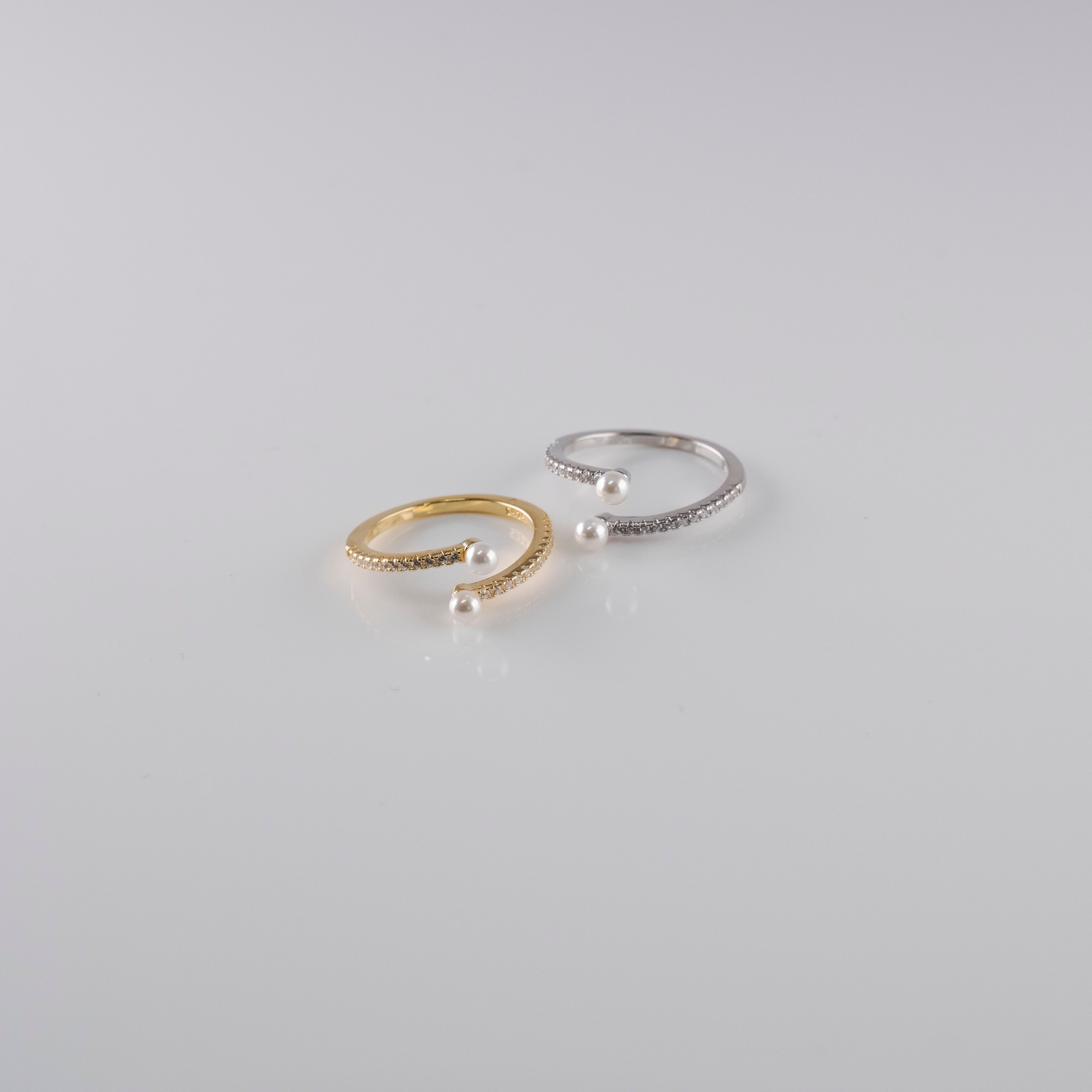 Anello Doppia Perlina
