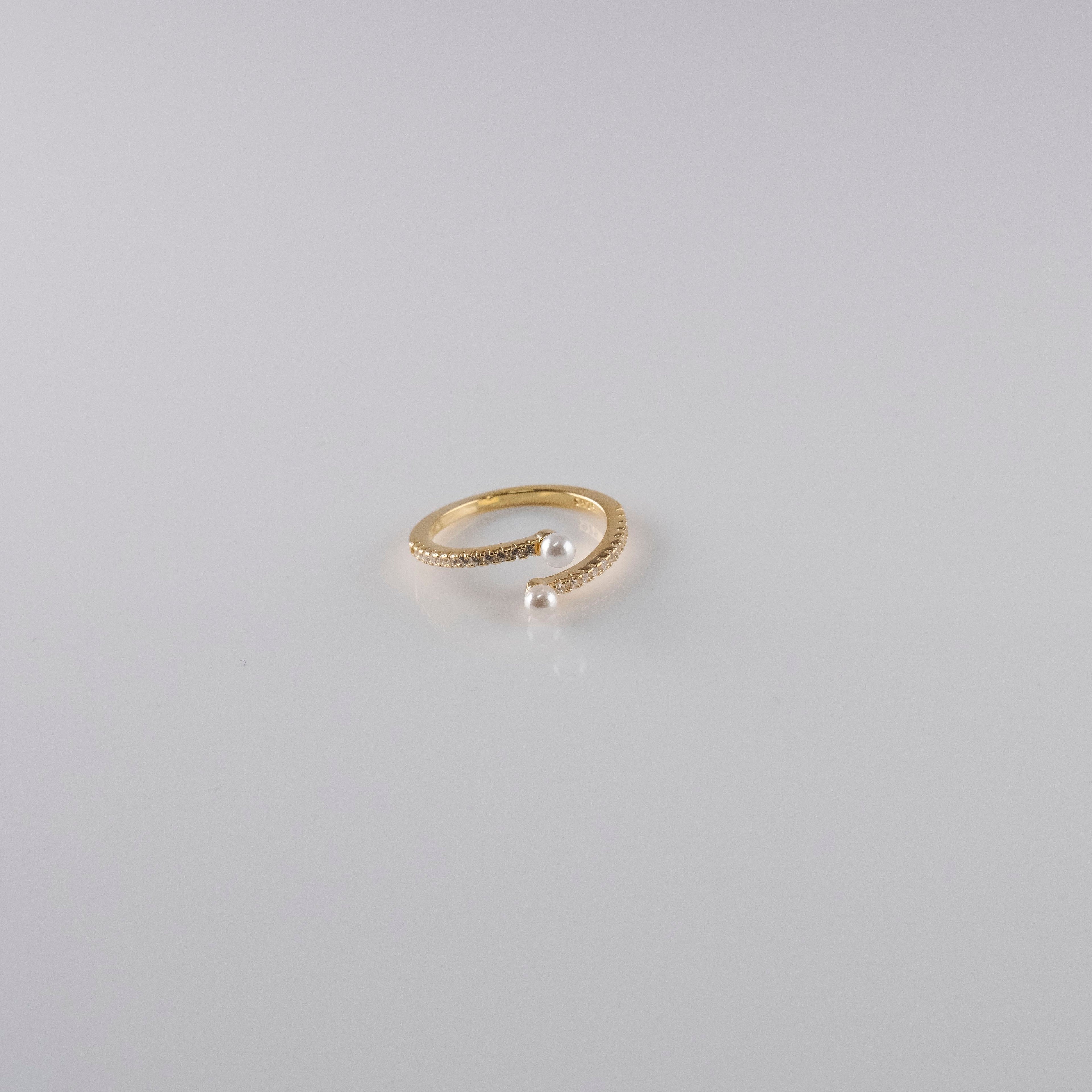 Anello Doppia Perlina