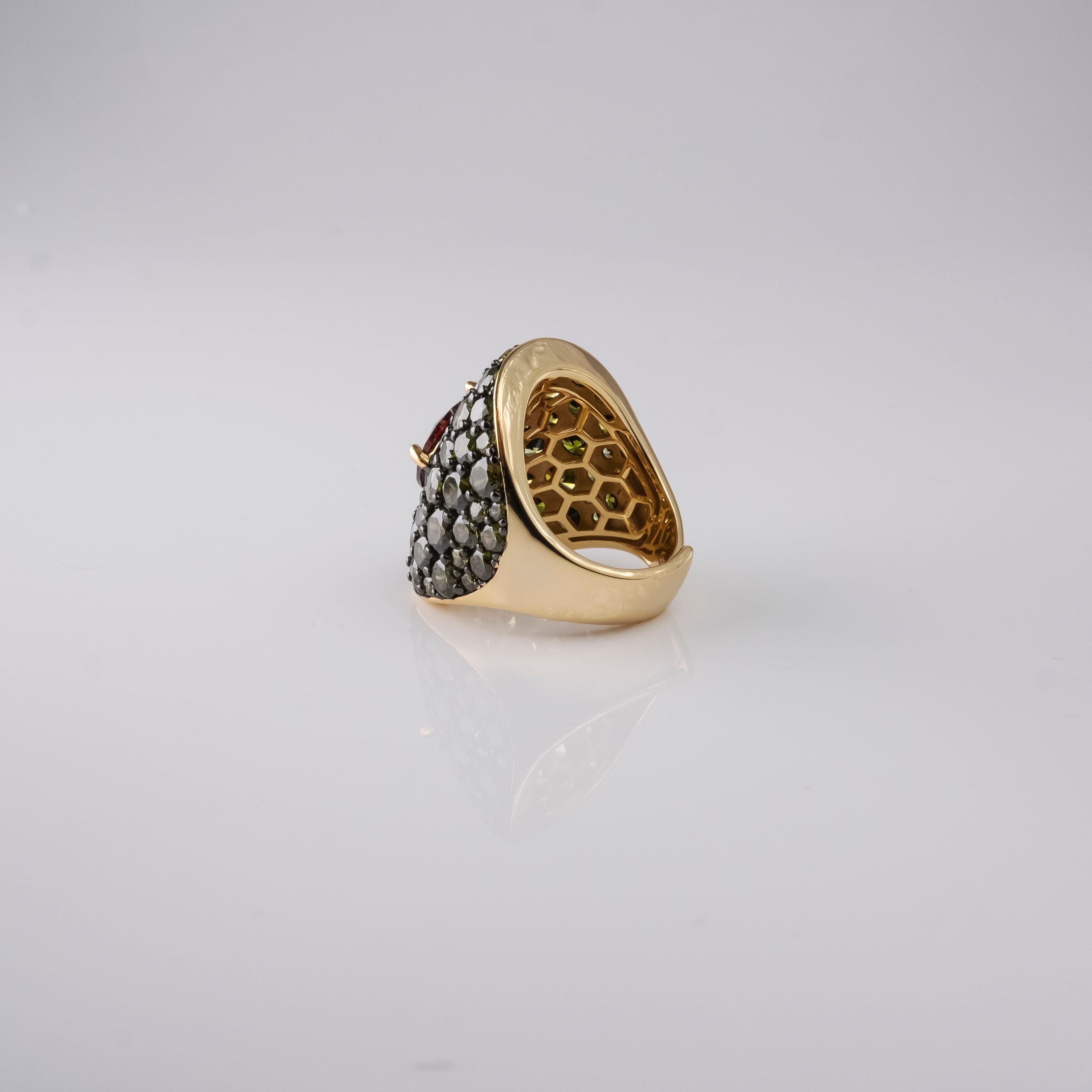 Anello Pavè Smeraldi E Rubino