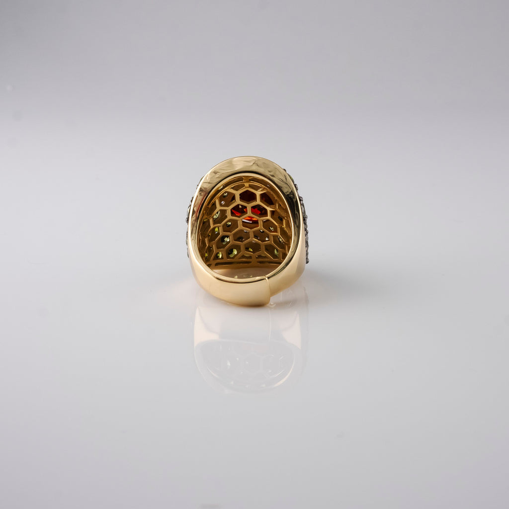 Anello Pavè Smeraldi E Rubino