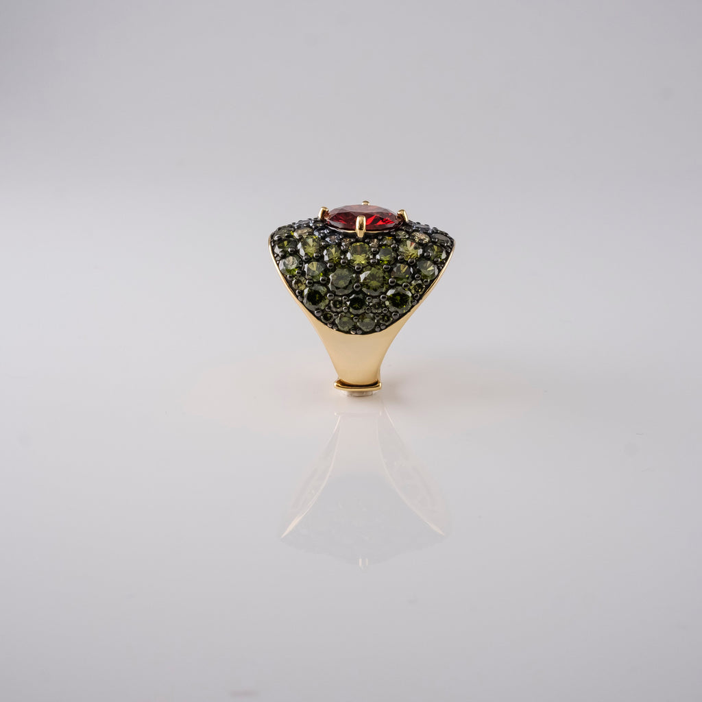 Anello Pavè Smeraldi E Rubino