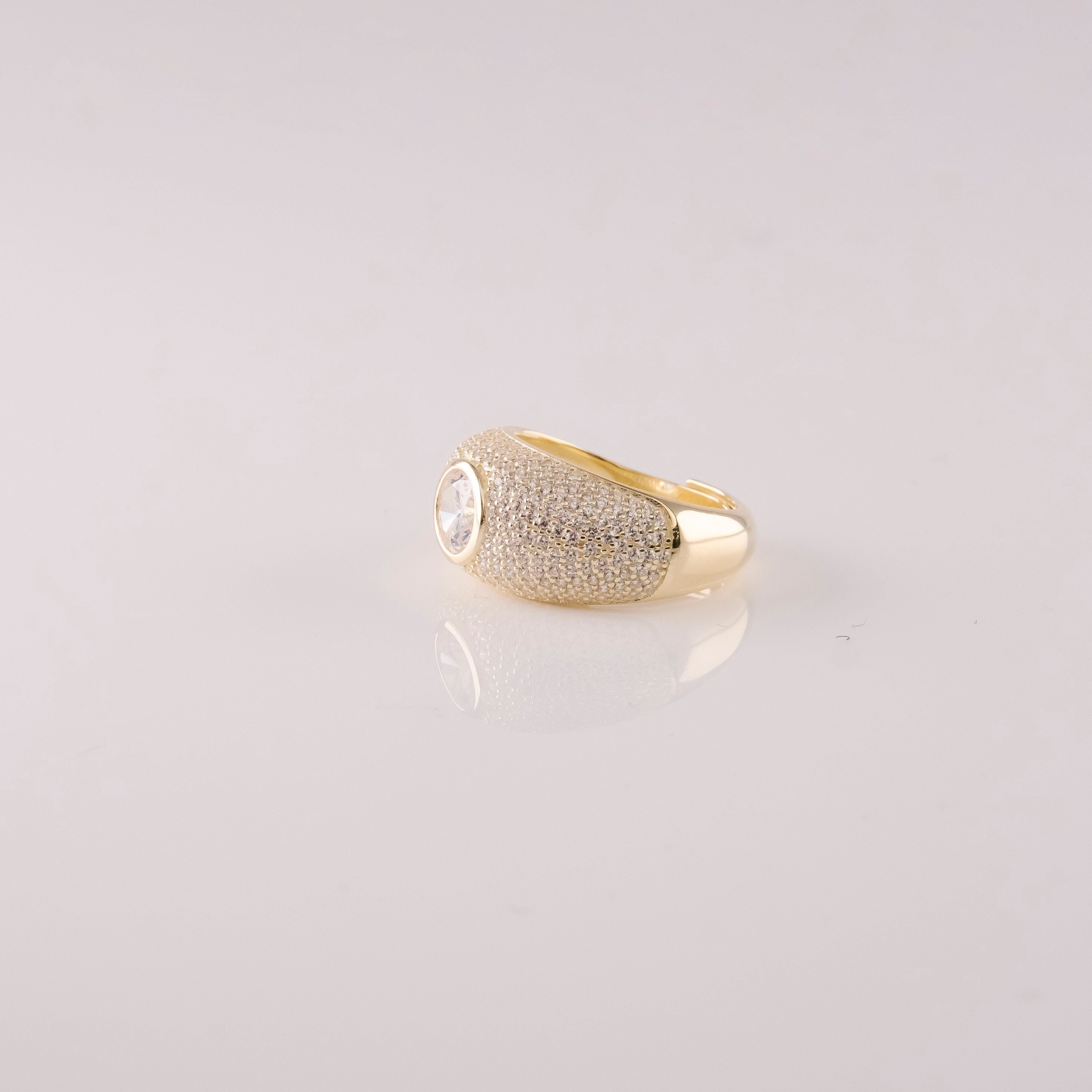 Anello Smussato Pavè E Centrale