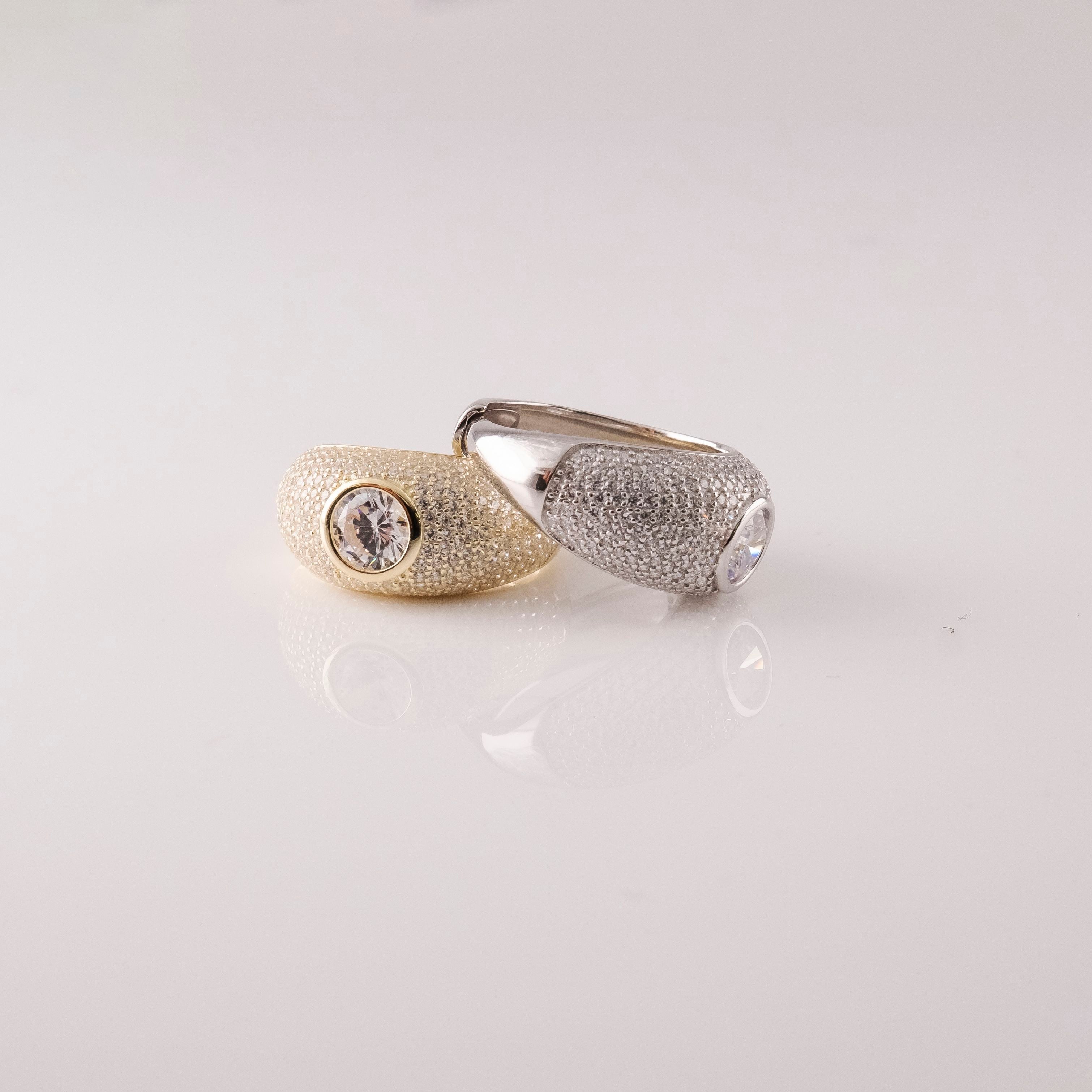 Anello Smussato Pavè E Centrale