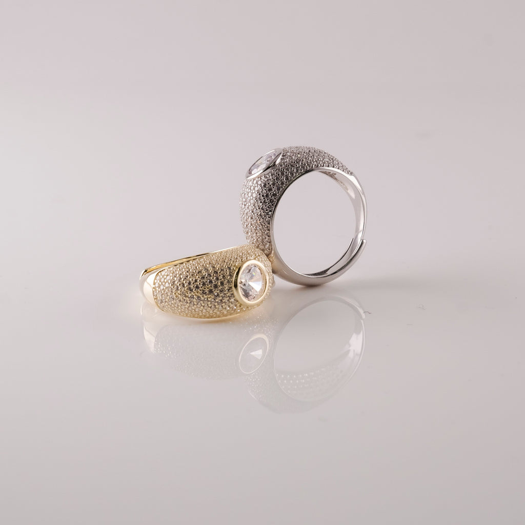 Anello Smussato Pavè E Centrale