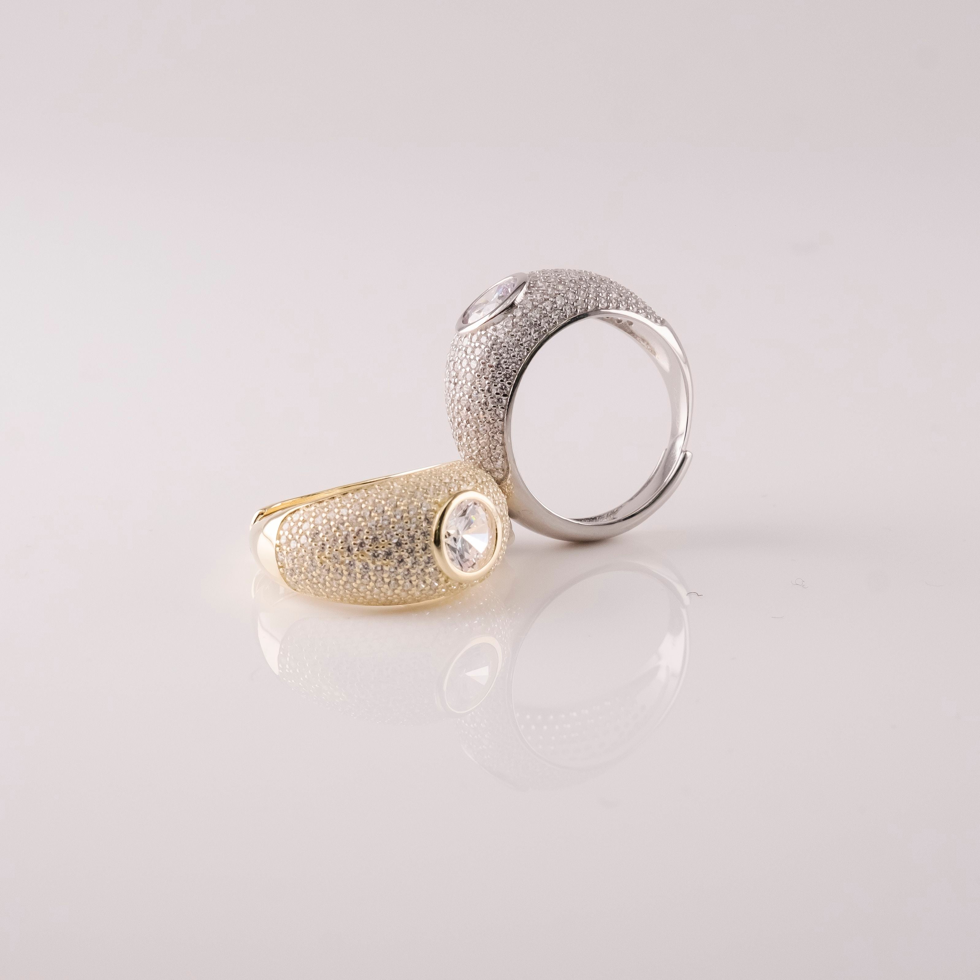 Anello Smussato Pavè E Centrale