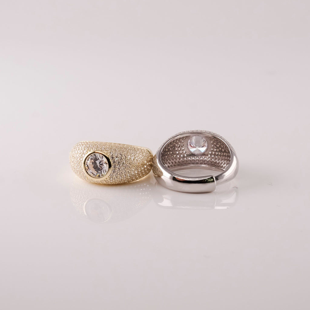 Anello Smussato Pavè E Centrale