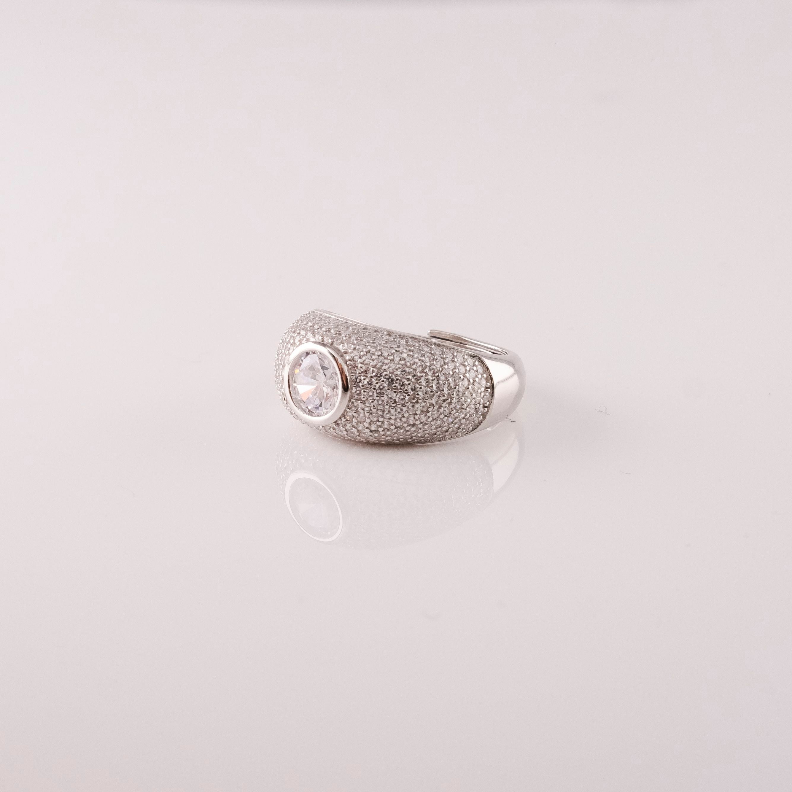 Anello Smussato Pavè E Centrale