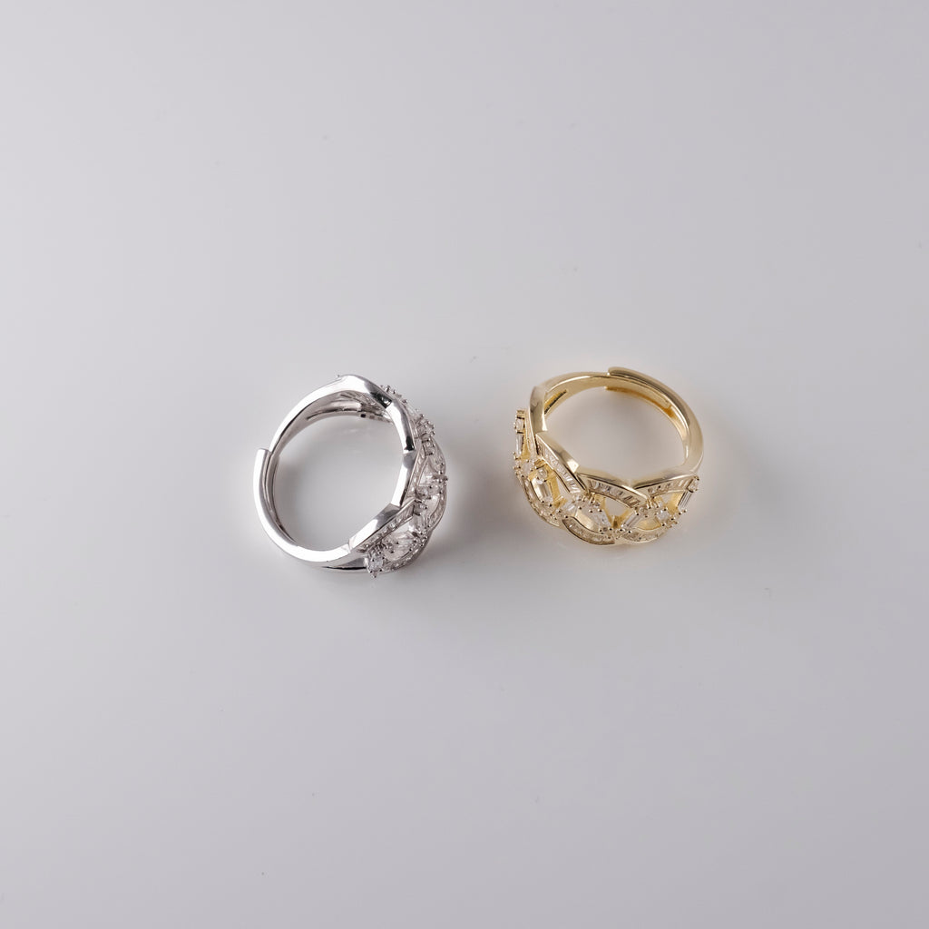 Anello Treccia E Pietra