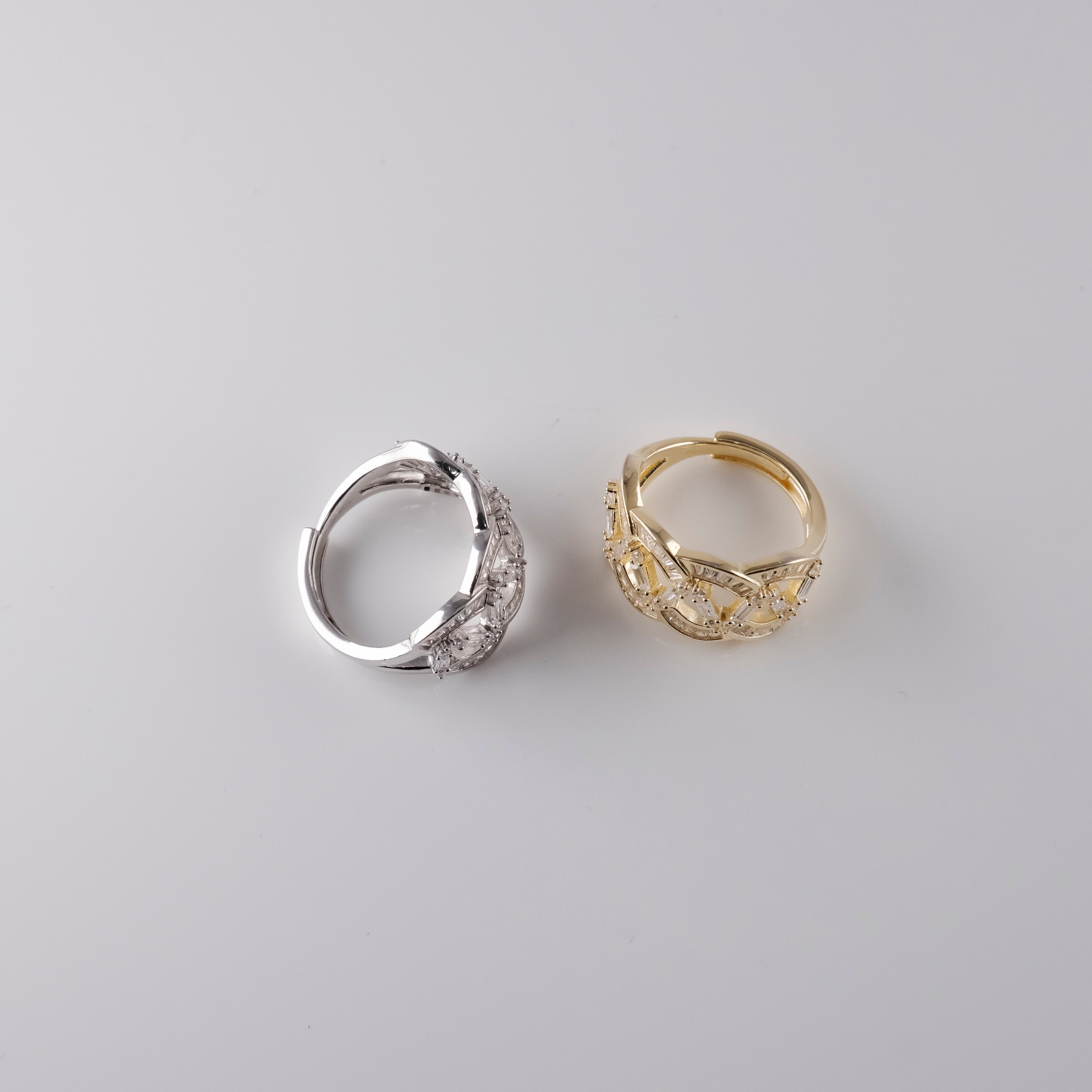 Anello Treccia E Pietra