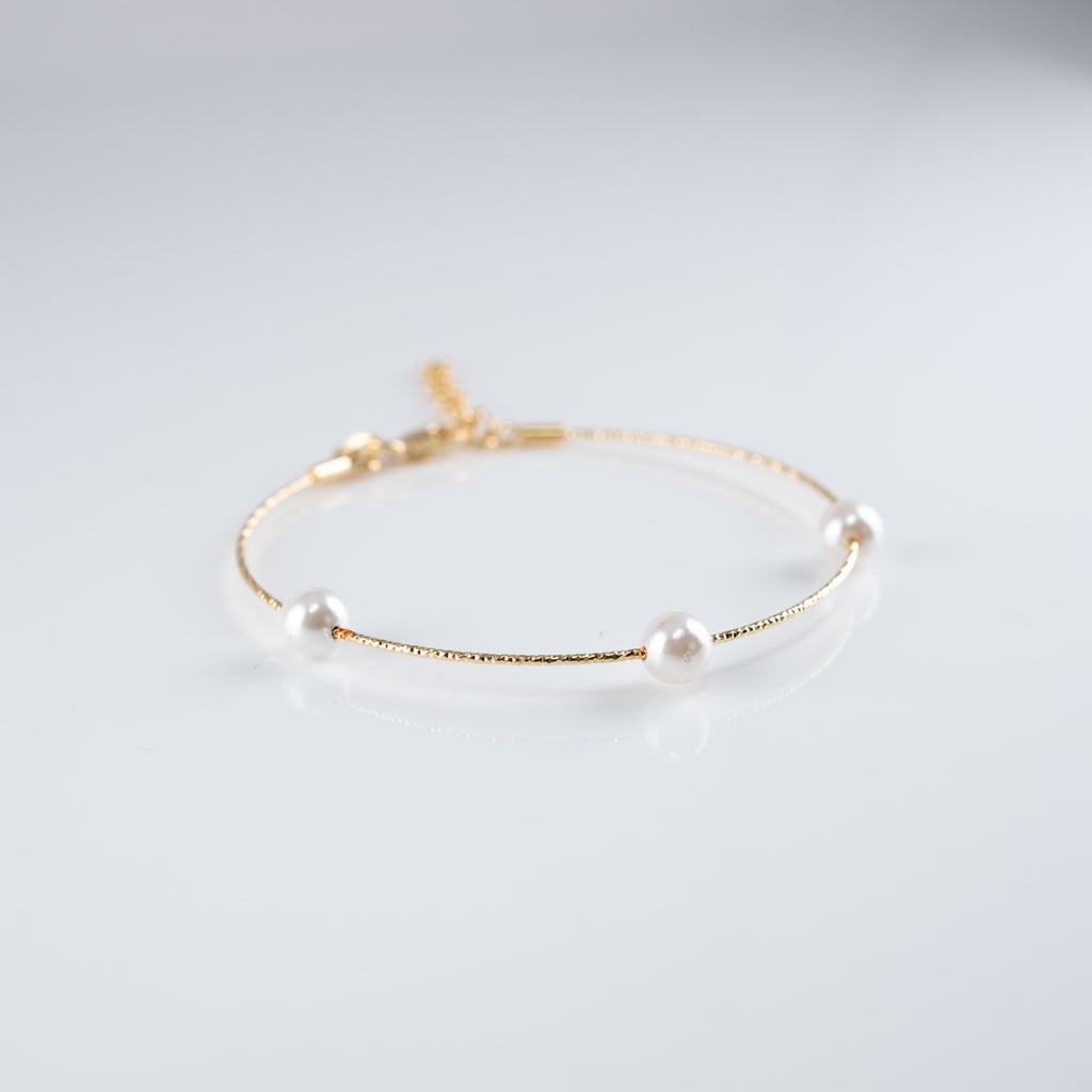 Bracciale Tris Di Perle Semi-Rigido Circolare