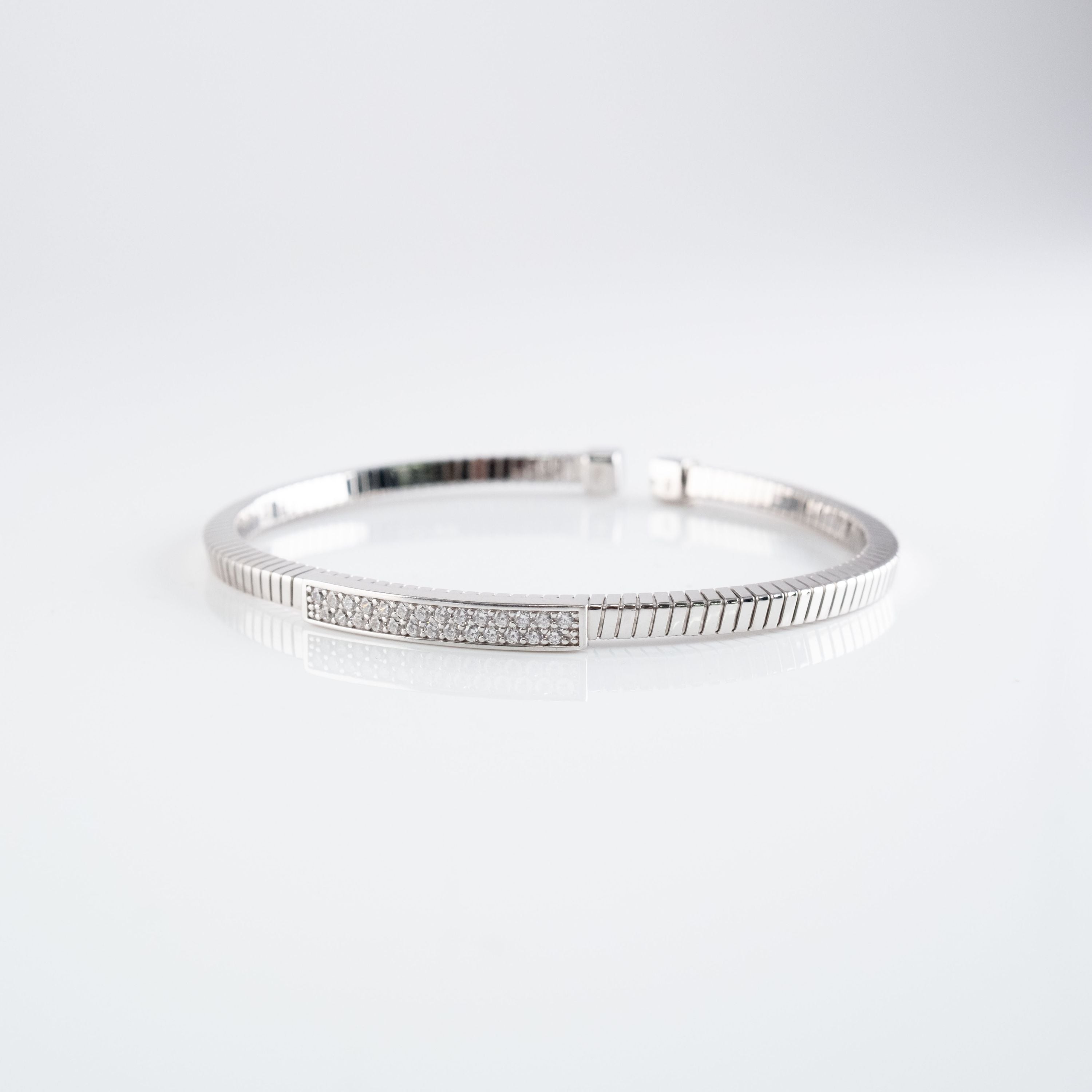 Bracciale Tondo Rigido Pavé Lungo