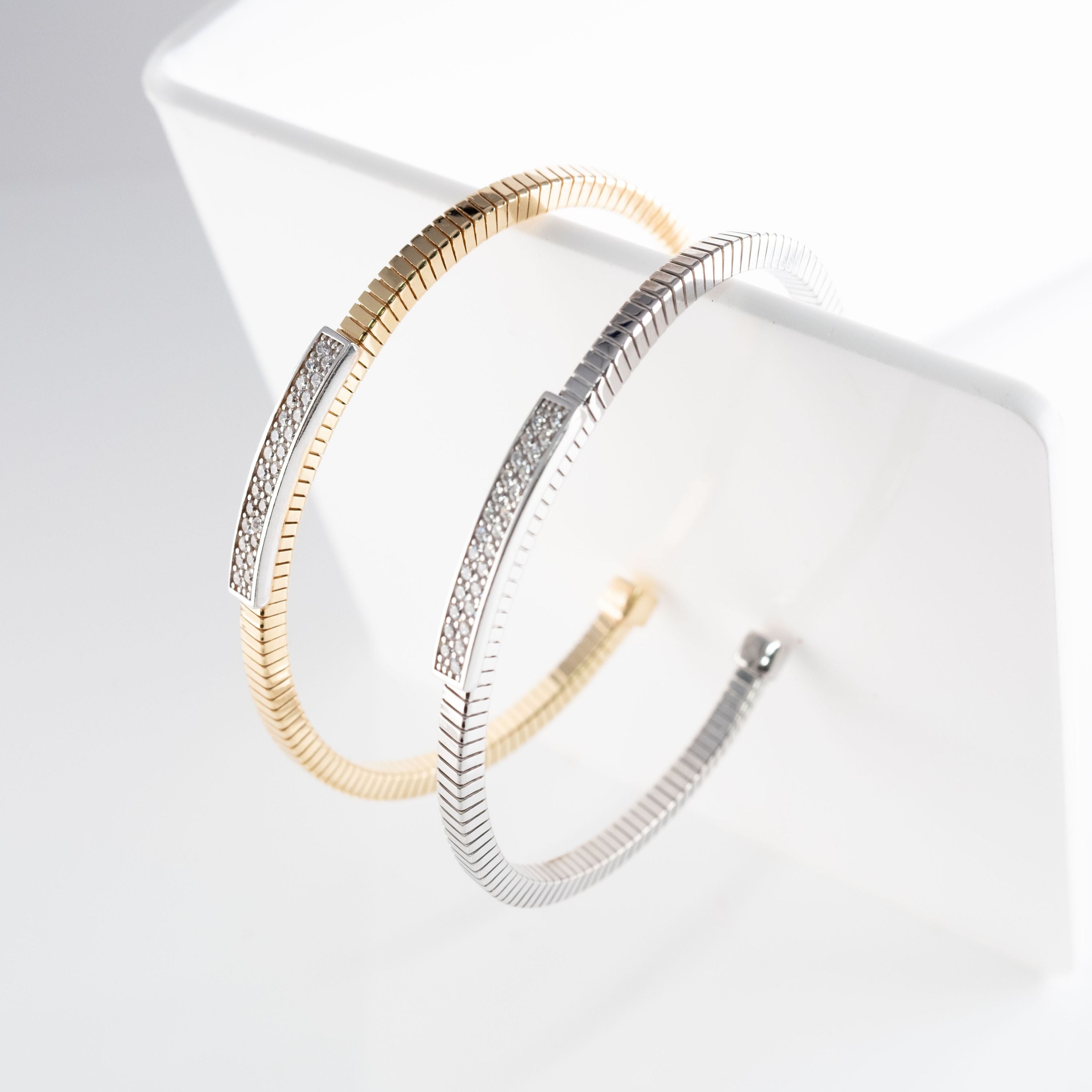 Bracciale Tondo Rigido Pavé Lungo