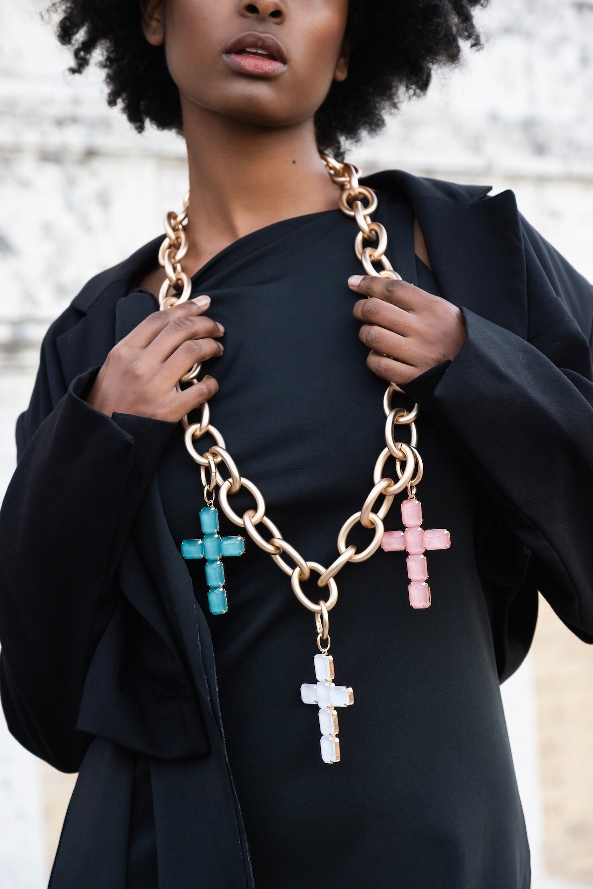 Ciondolo Croce Pietre