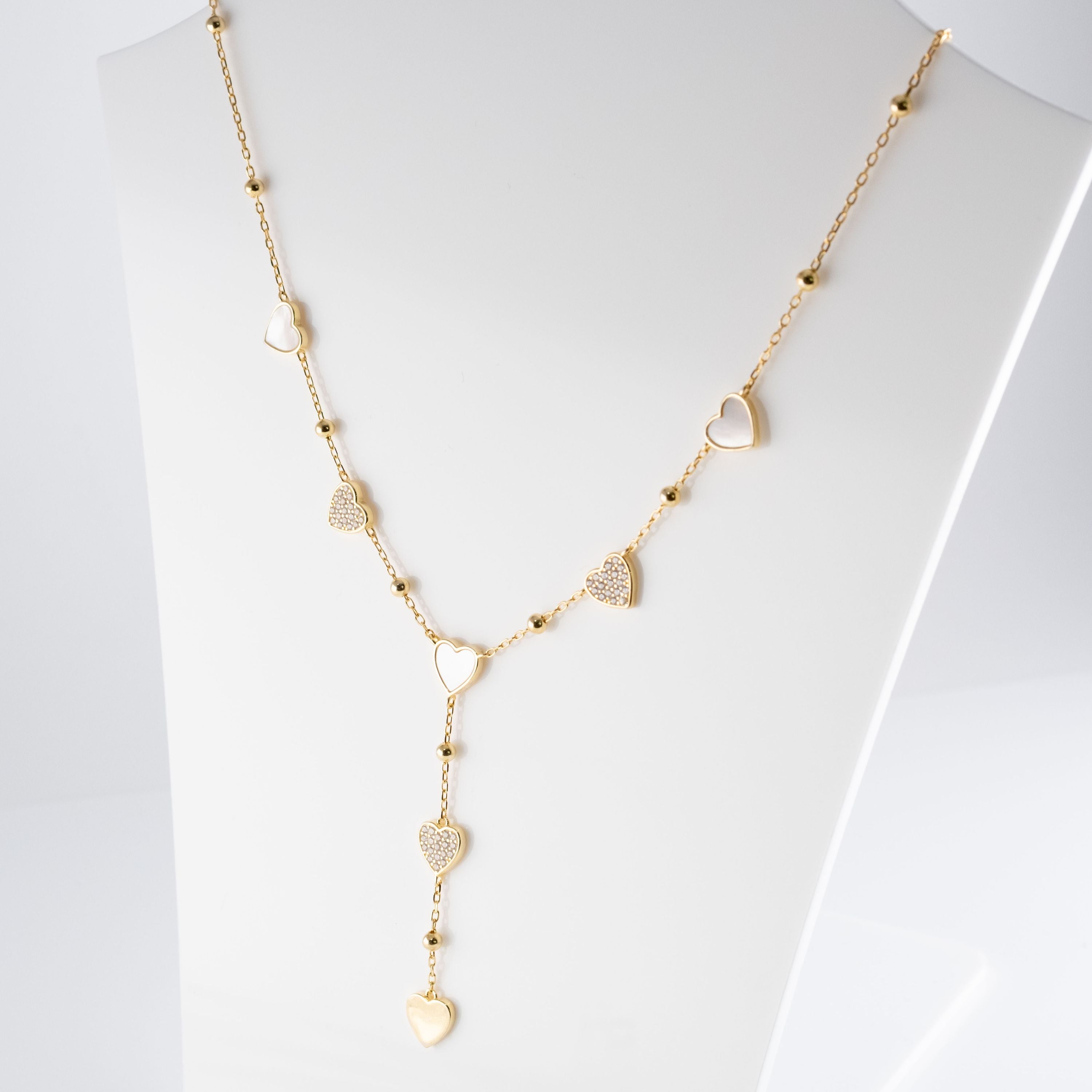 Collana Cuori Smalto E Pietre