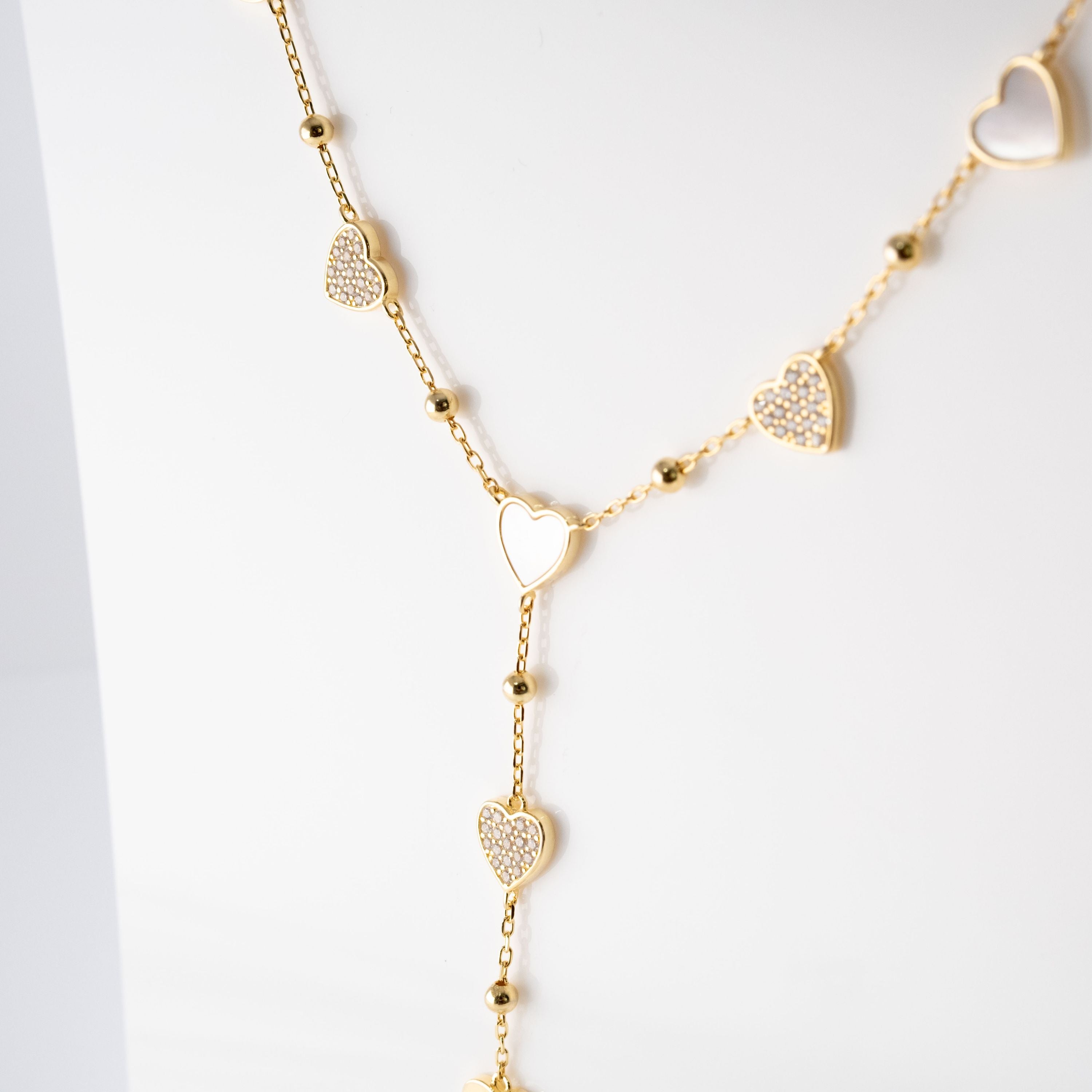 Collana Cuori Smalto E Pietre