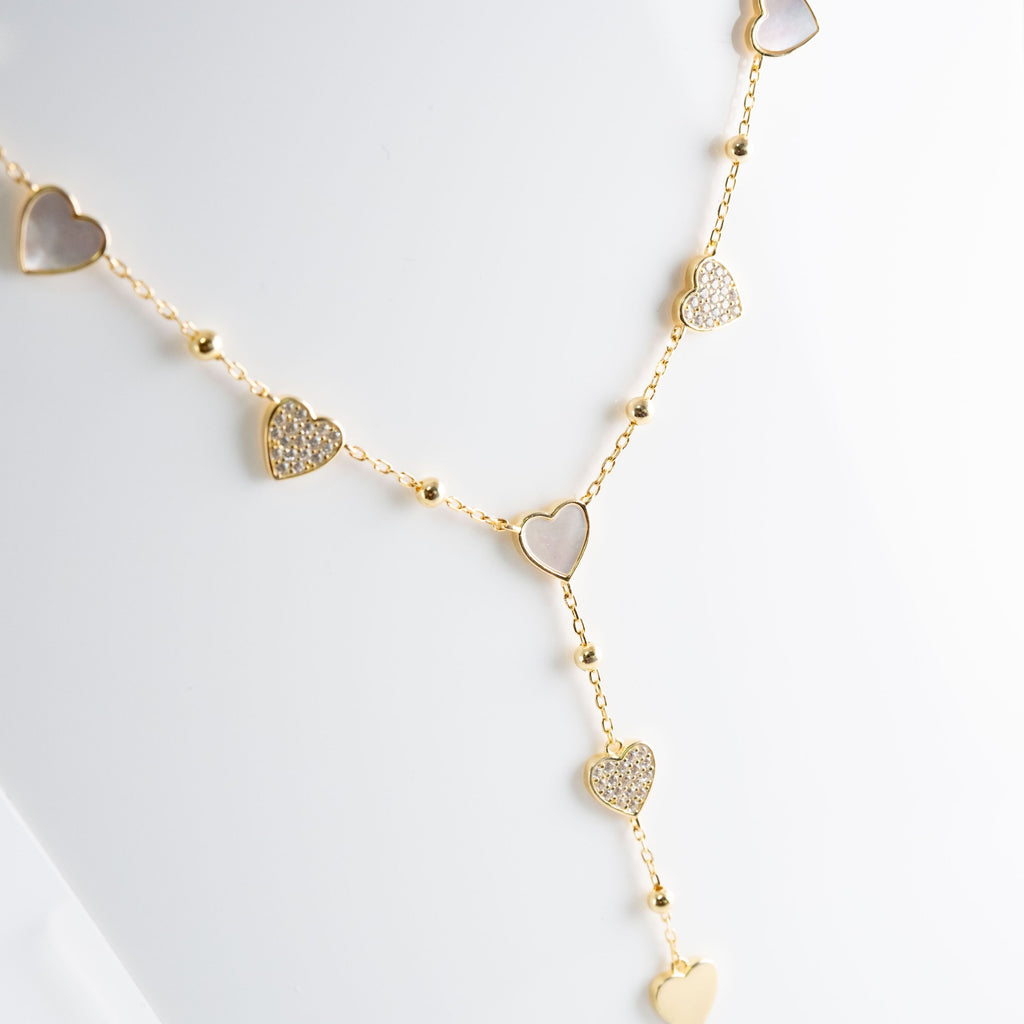 Collana Cuori Smalto E Pietre