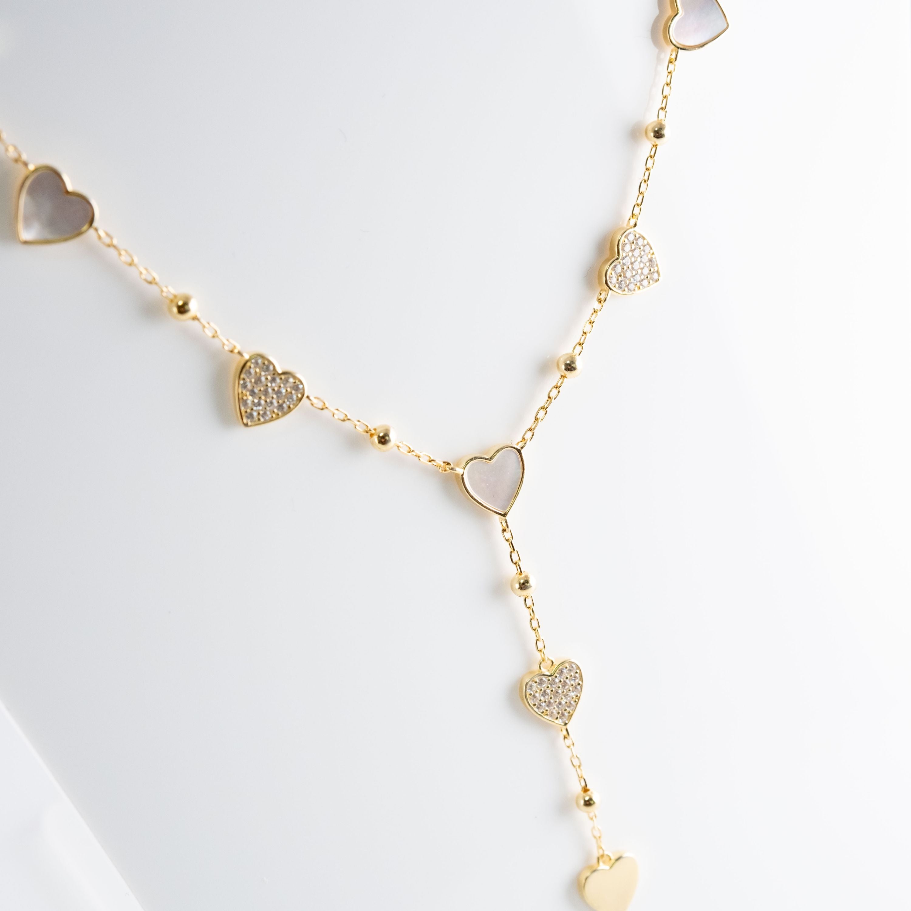 Collana Cuori Smalto E Pietre