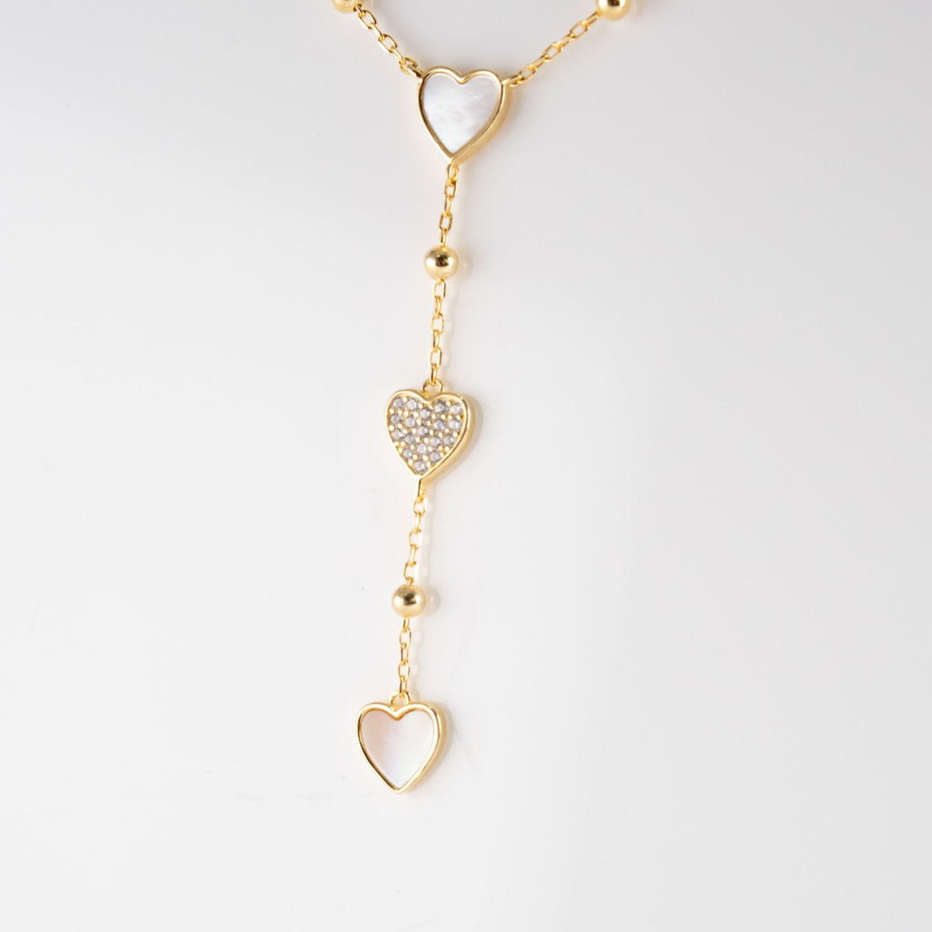 Collana Cuori Smalto E Pietre