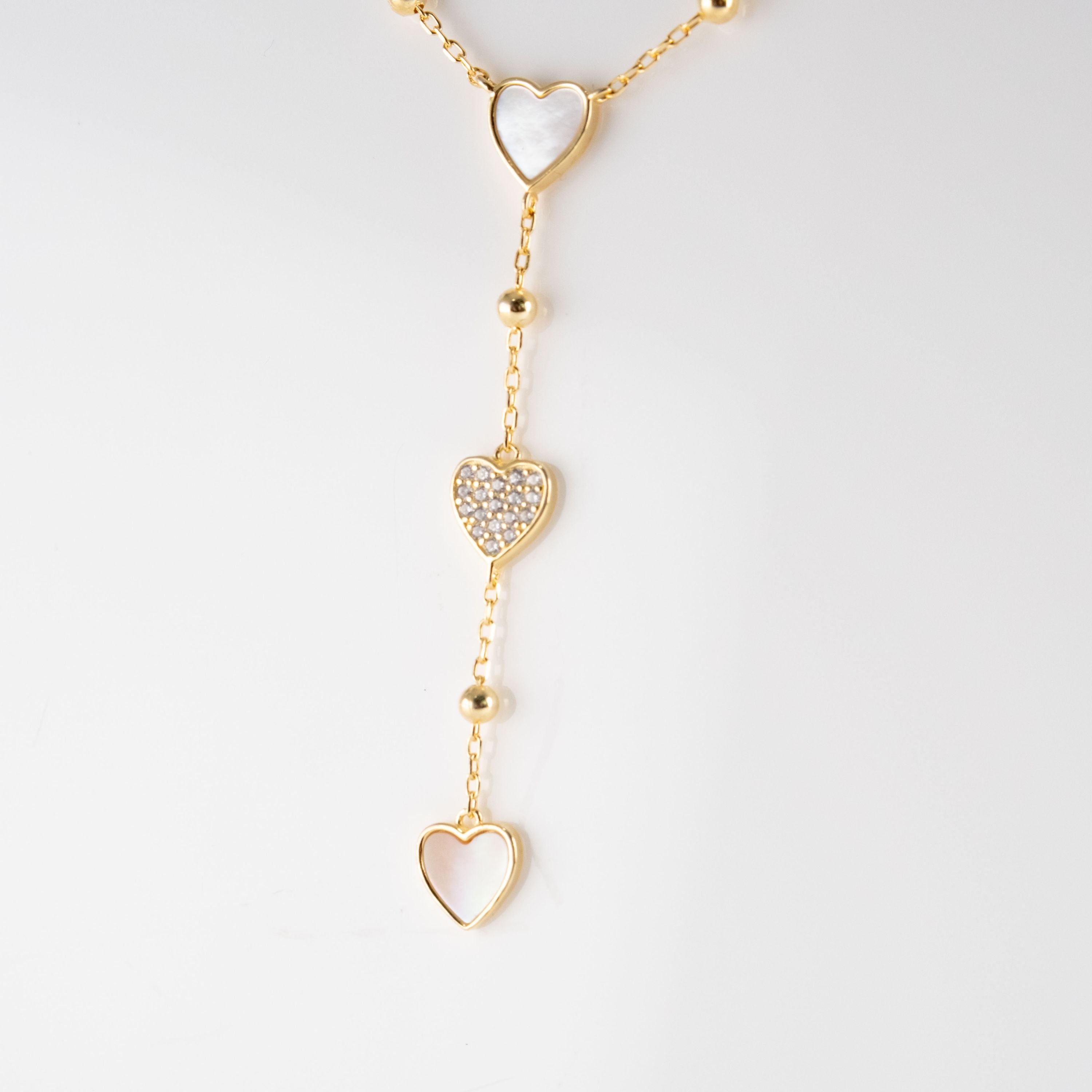 Collana Cuori Smalto E Pietre