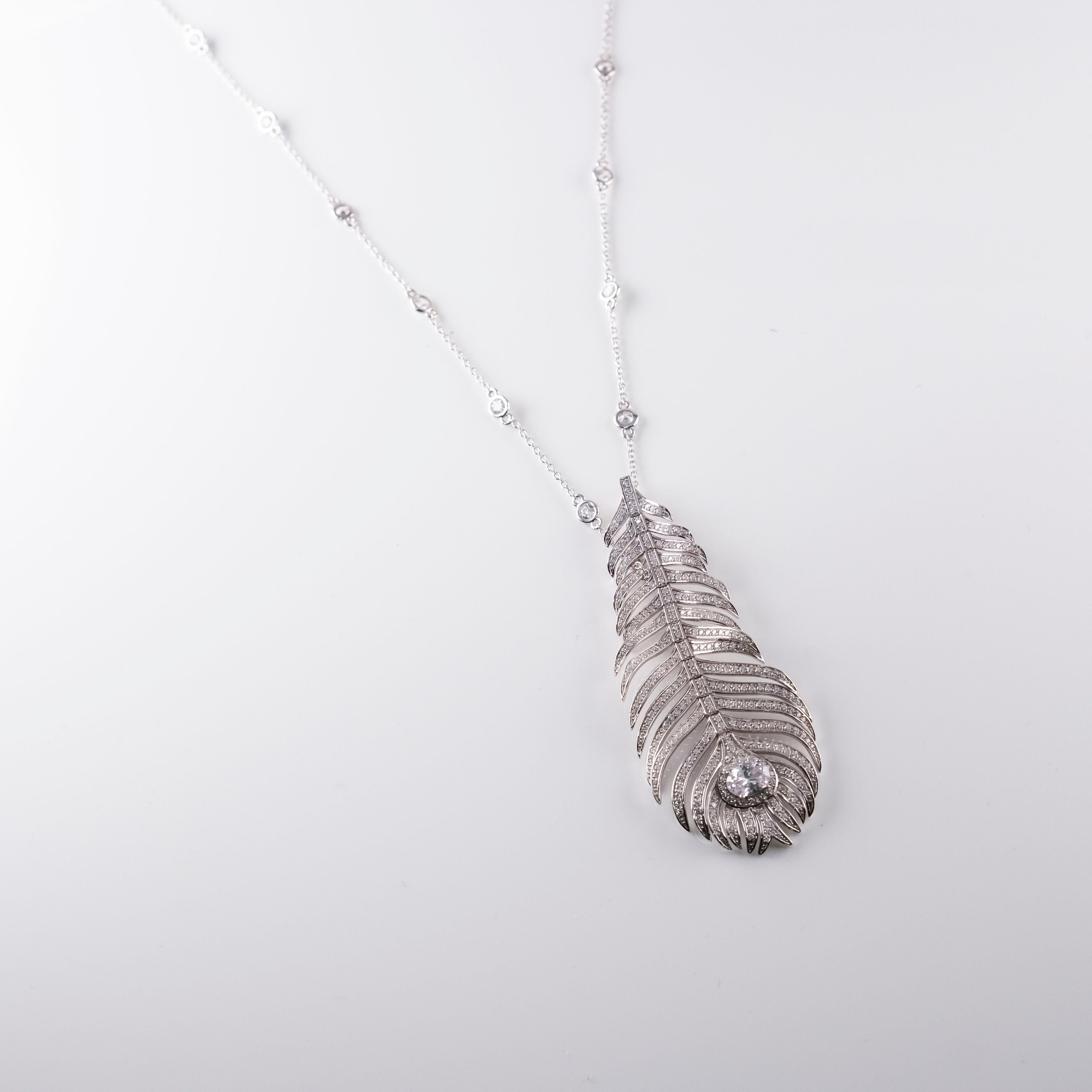 Collana Grande Foglia Pavé