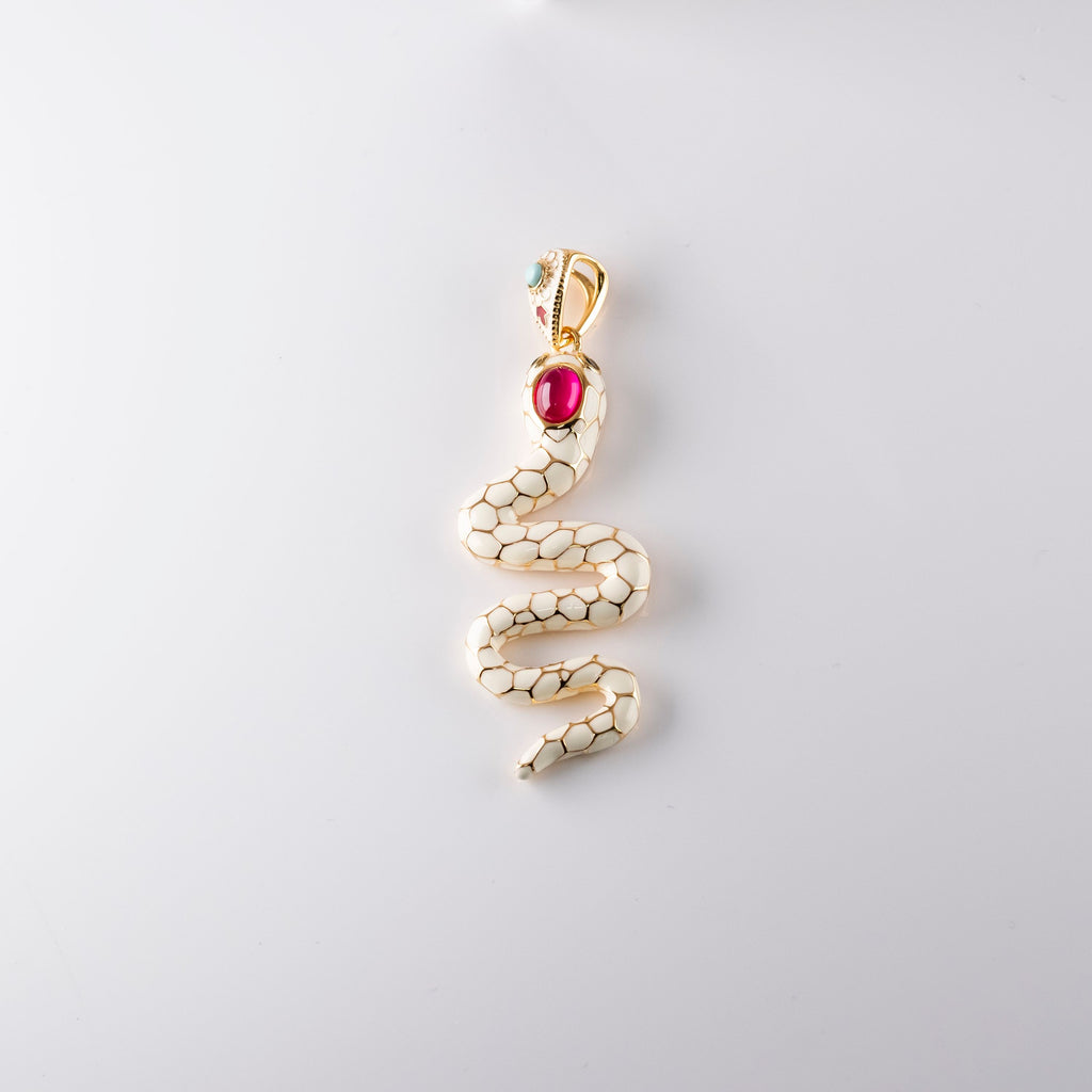 Collana Serpente Bianco E Pietre