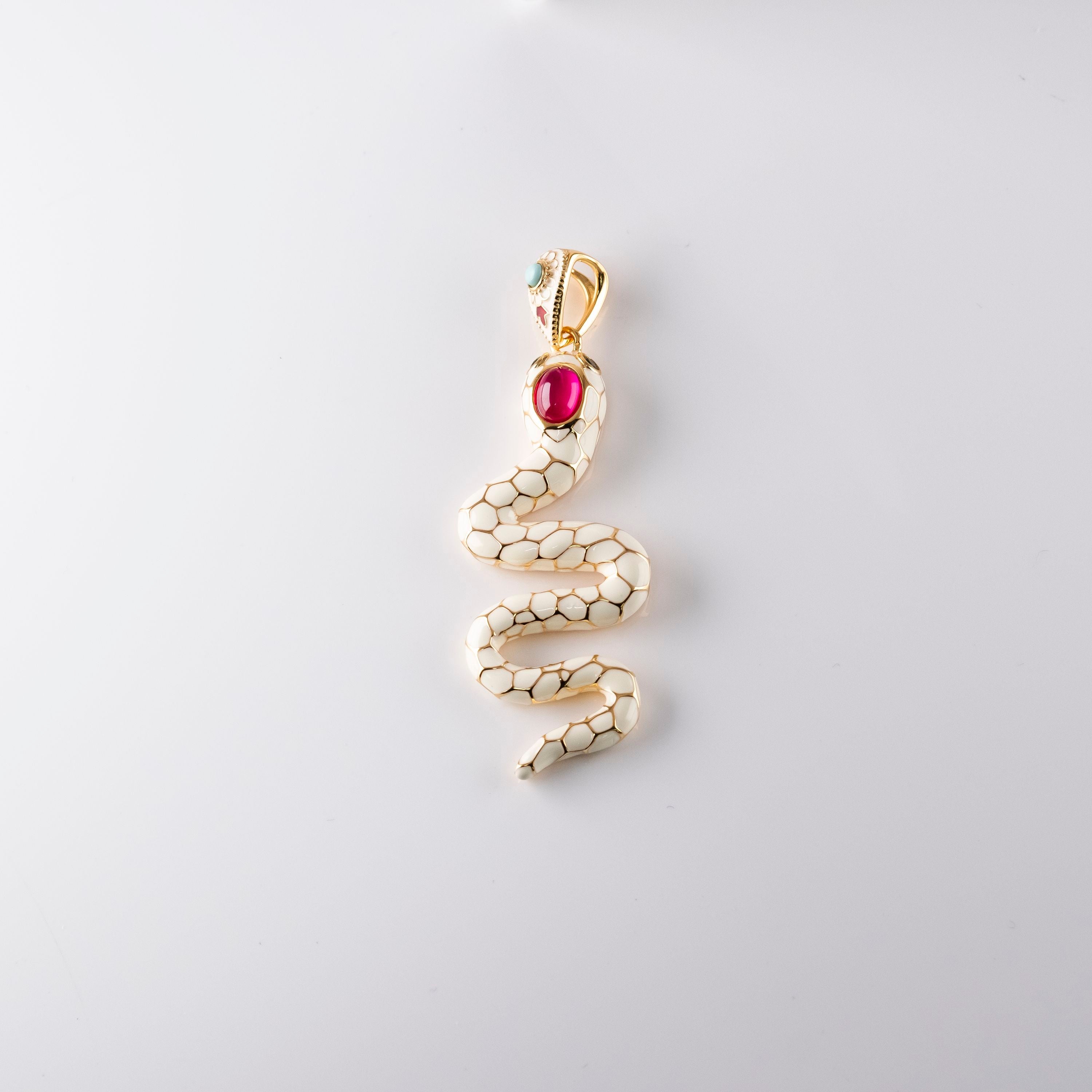 Collana Serpente Bianco E Pietre