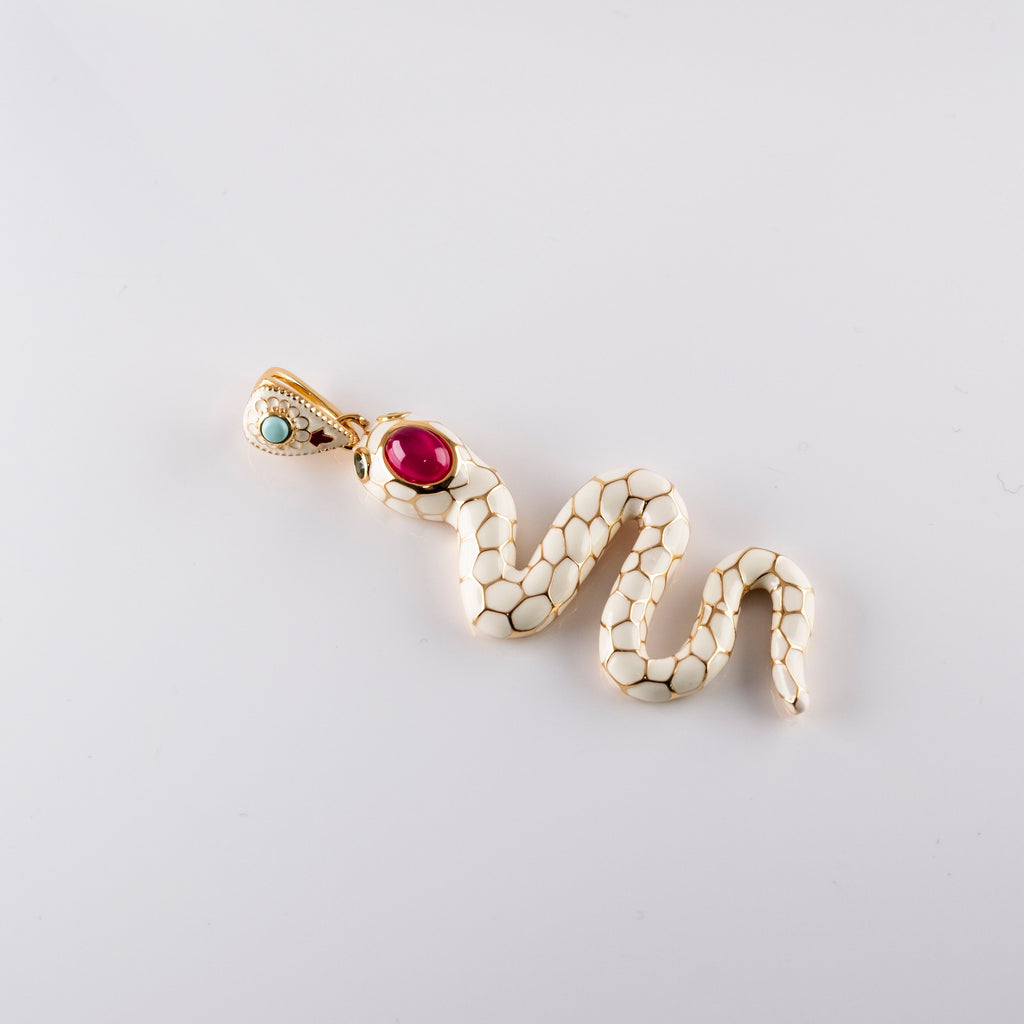 Collana Serpente Bianco E Pietre