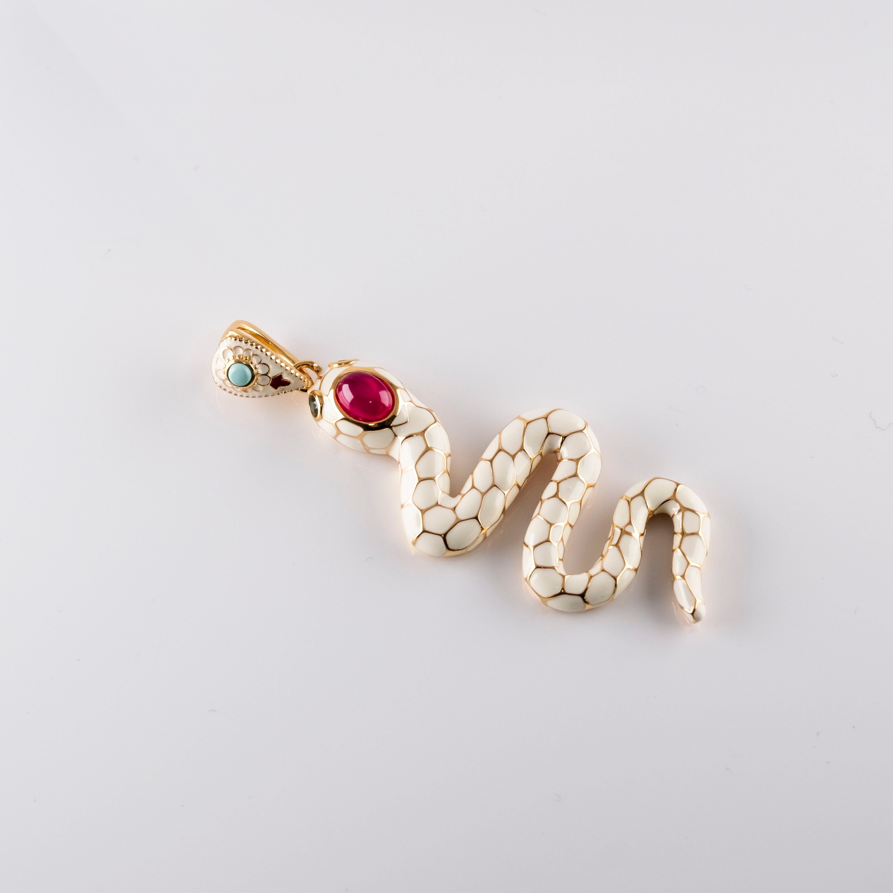 Collana Serpente Bianco E Pietre