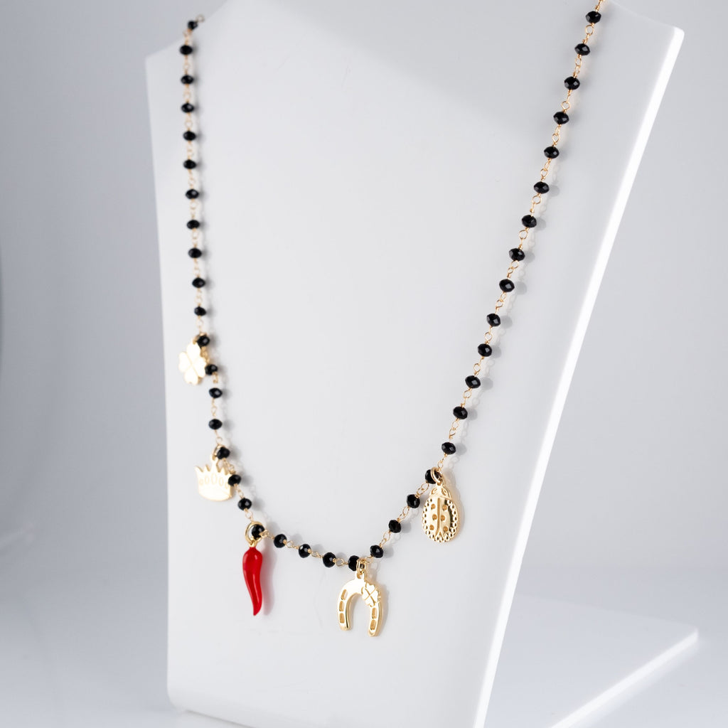 Collana Perline Nere Portafortuna