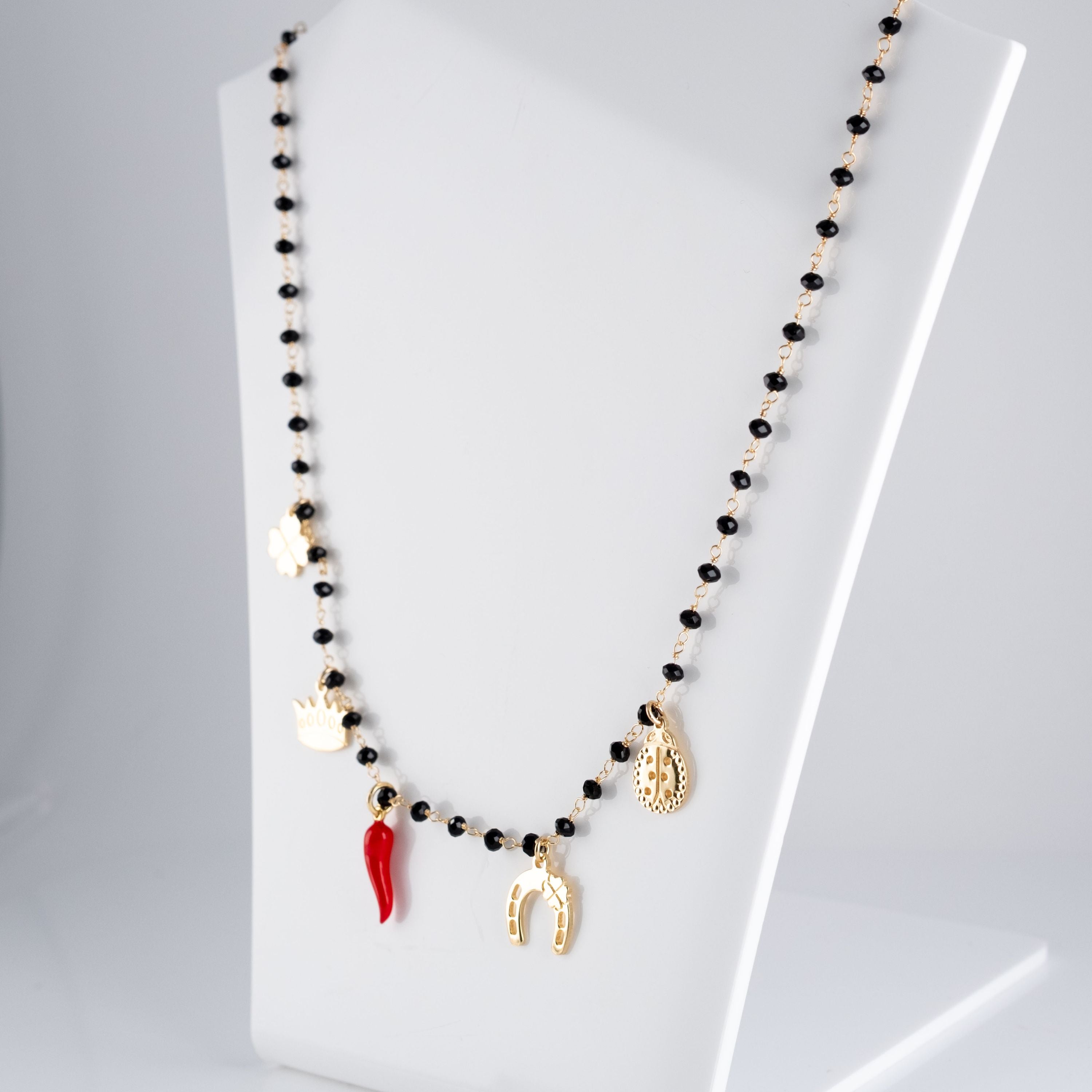 Collana Perline Nere Portafortuna