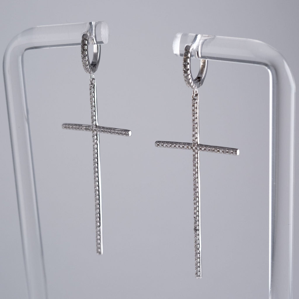 Large Fine Cross Earrings