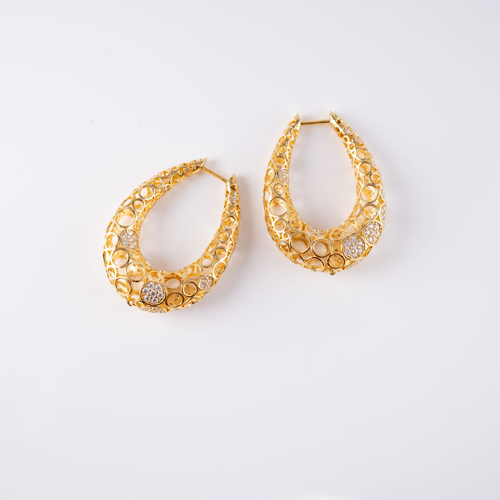 Orecchini Luna Ovale Con Fori