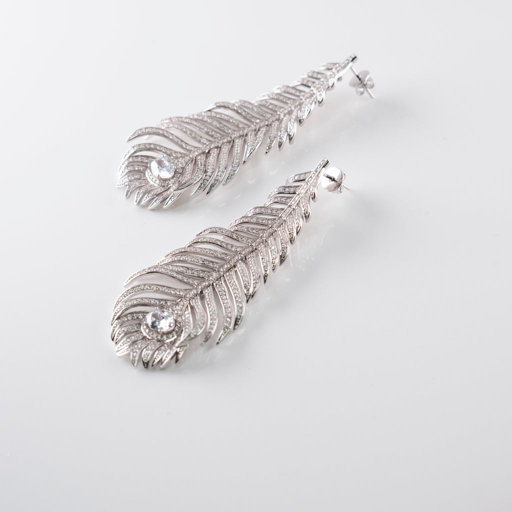 Orecchini Grande Foglia Pavé