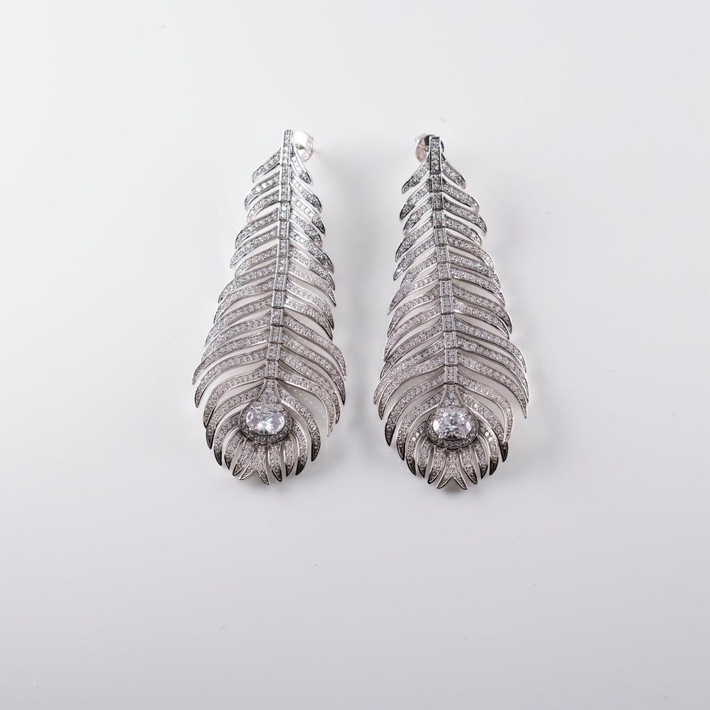 Orecchini Grande Foglia Pavé