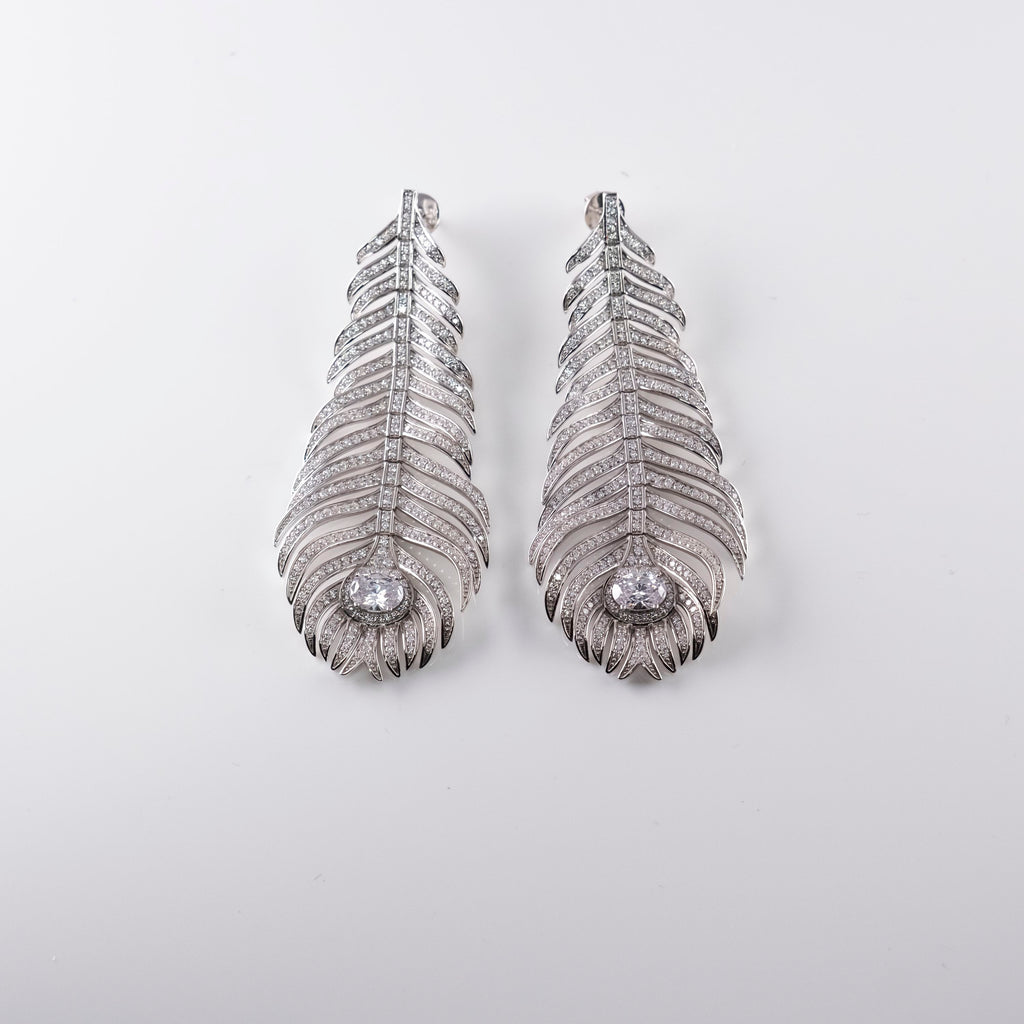 Orecchini Grande Foglia Pavé