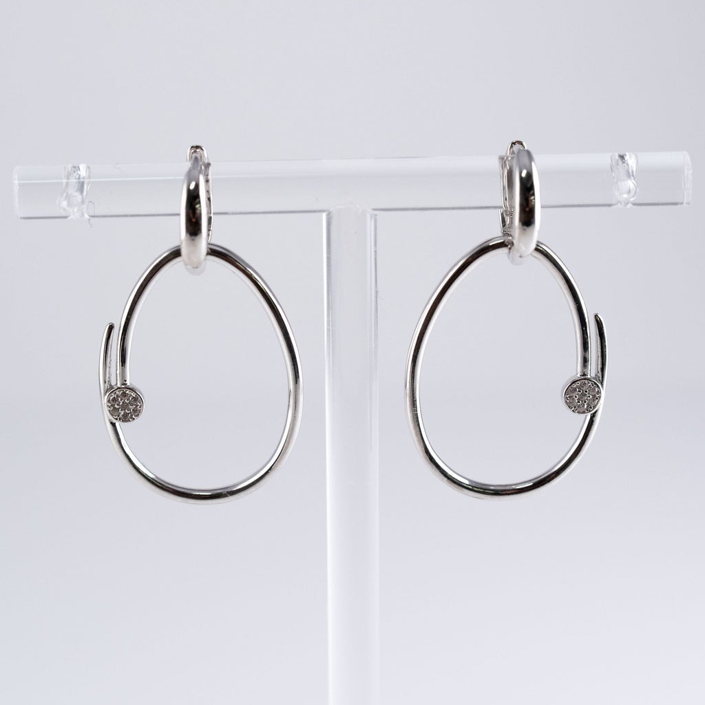 Orecchini Ovali Aperti Con Pietra