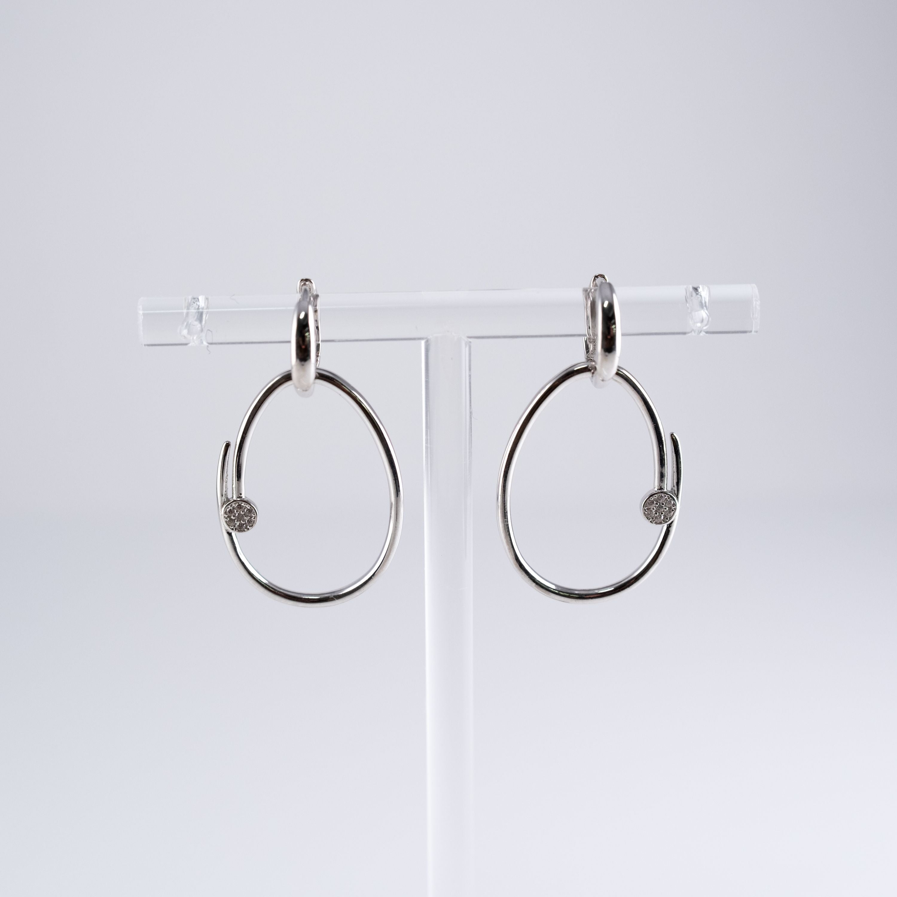 Orecchini Ovali Aperti Con Pietra