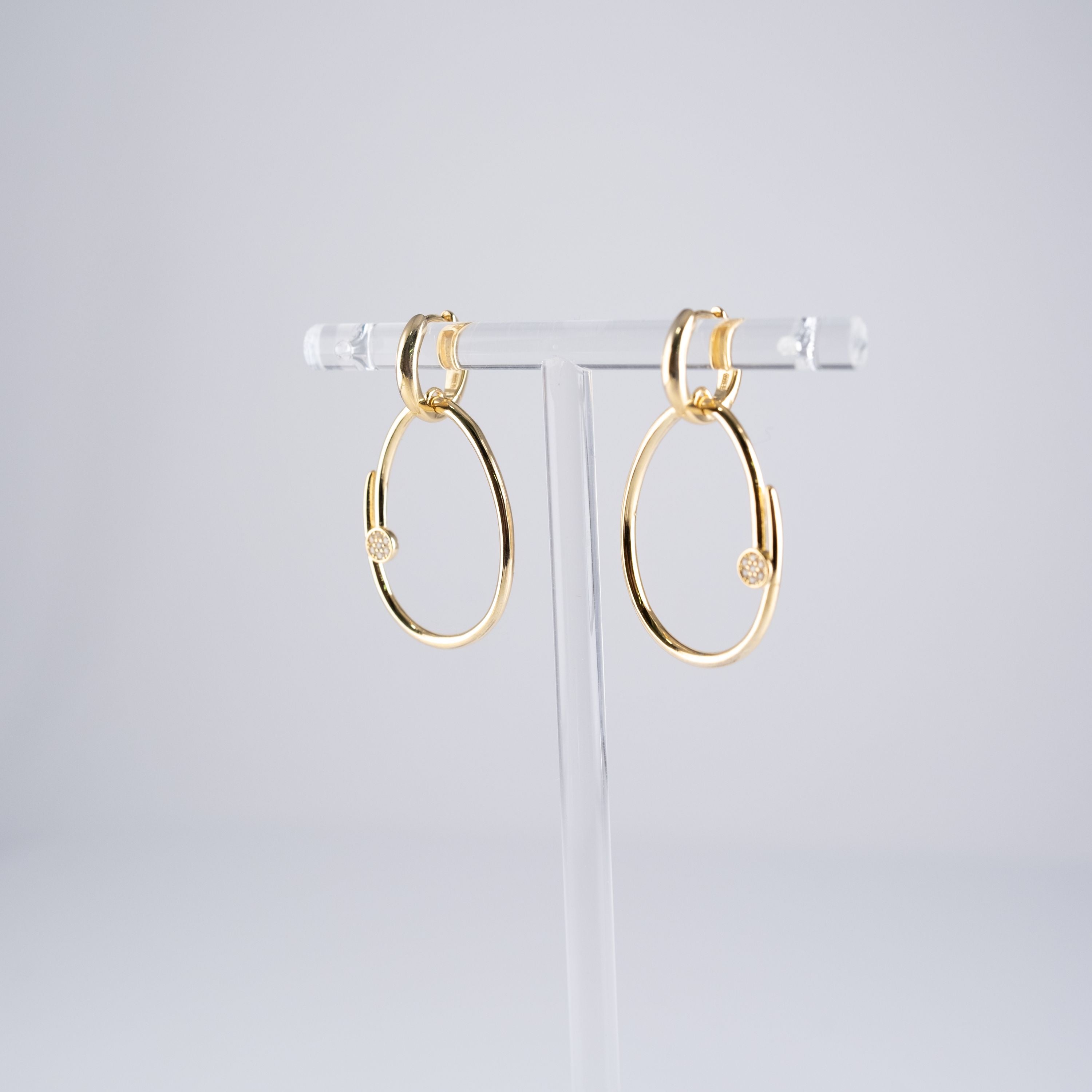 Orecchini Ovali Aperti Con Pietra