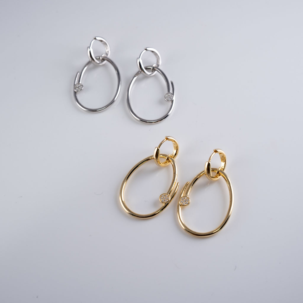 Orecchini Ovali Aperti Con Pietra