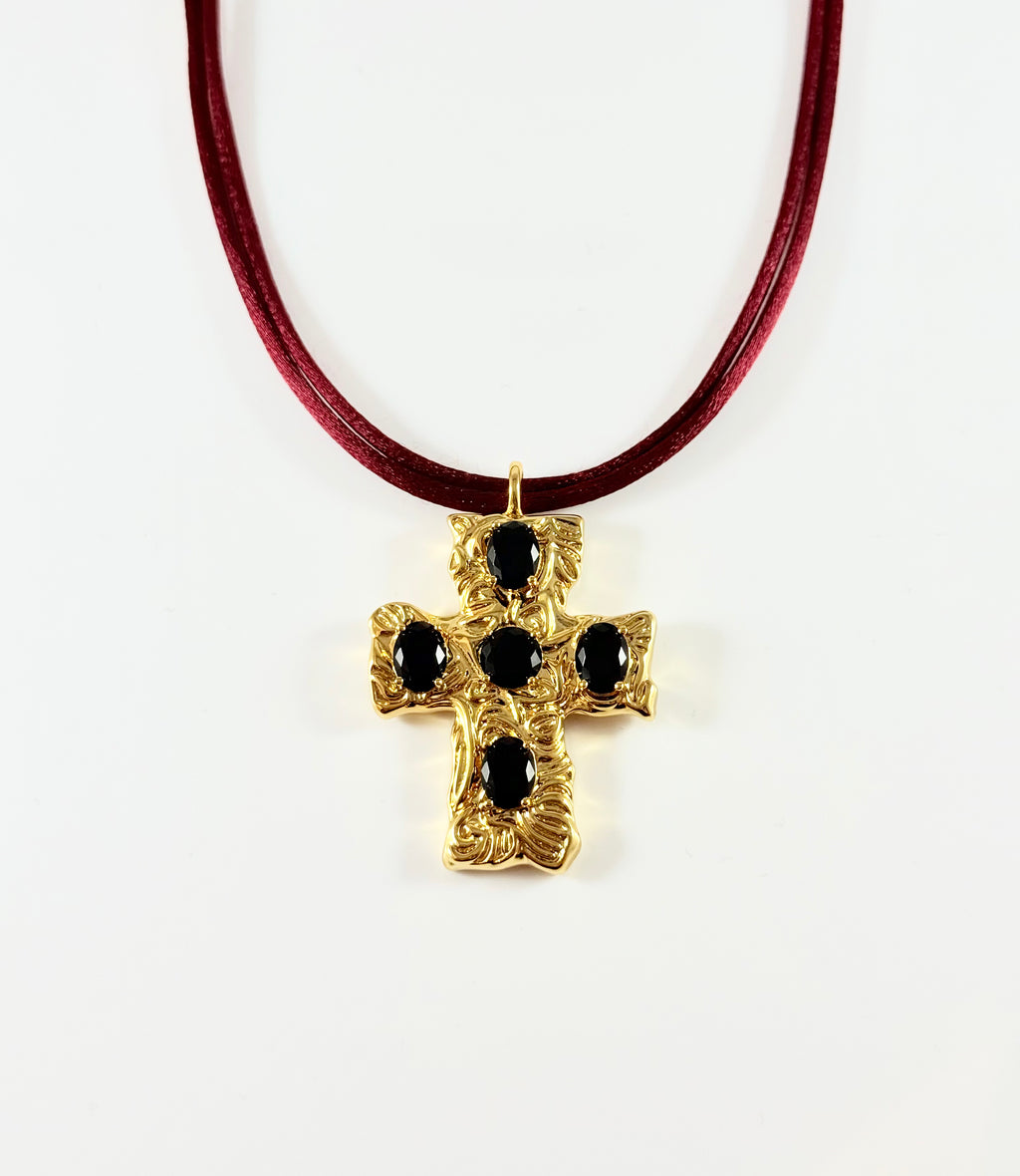 Collana croce lavorata