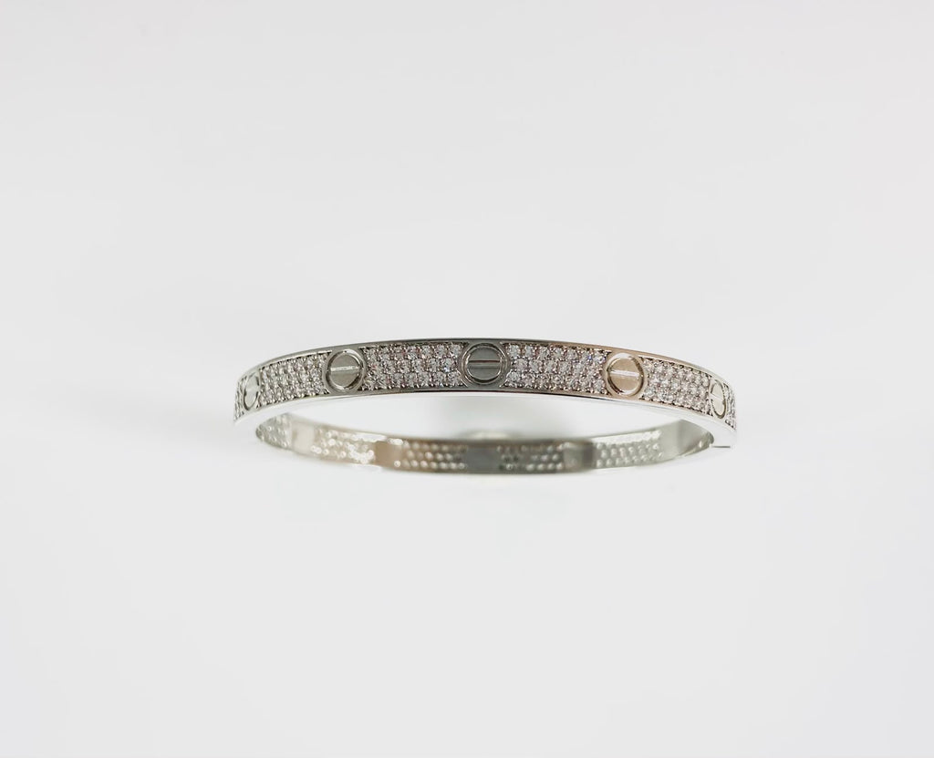 Bracciale rigido zirconato argentato