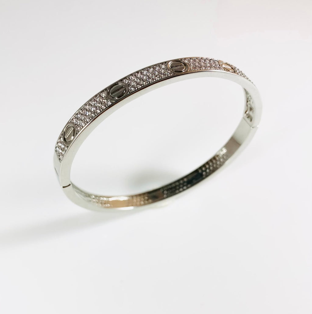 Bracciale rigido zirconato argentato